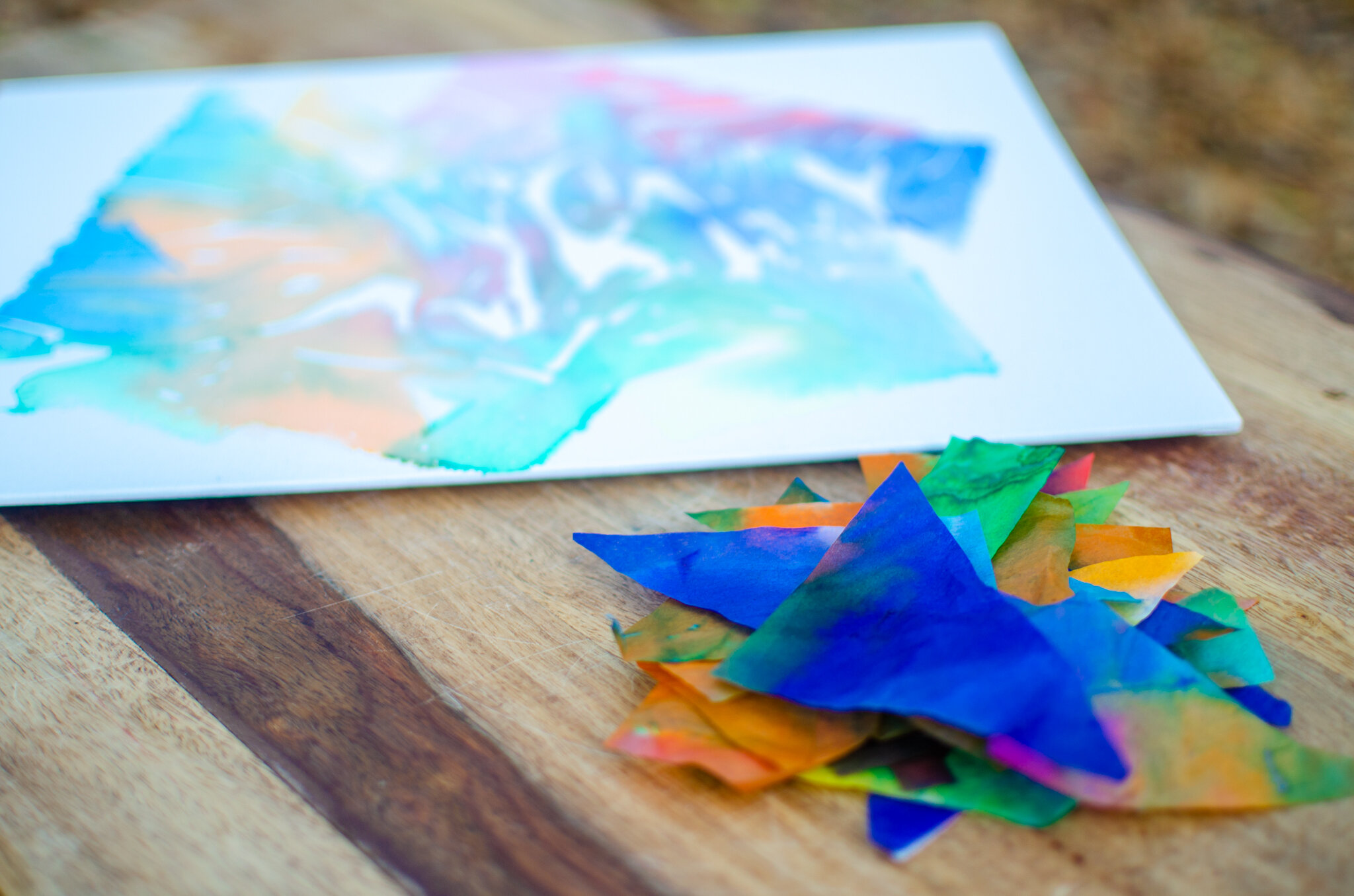 DIY: Tissue paper rain-art canvas — Our Happy Tribe
