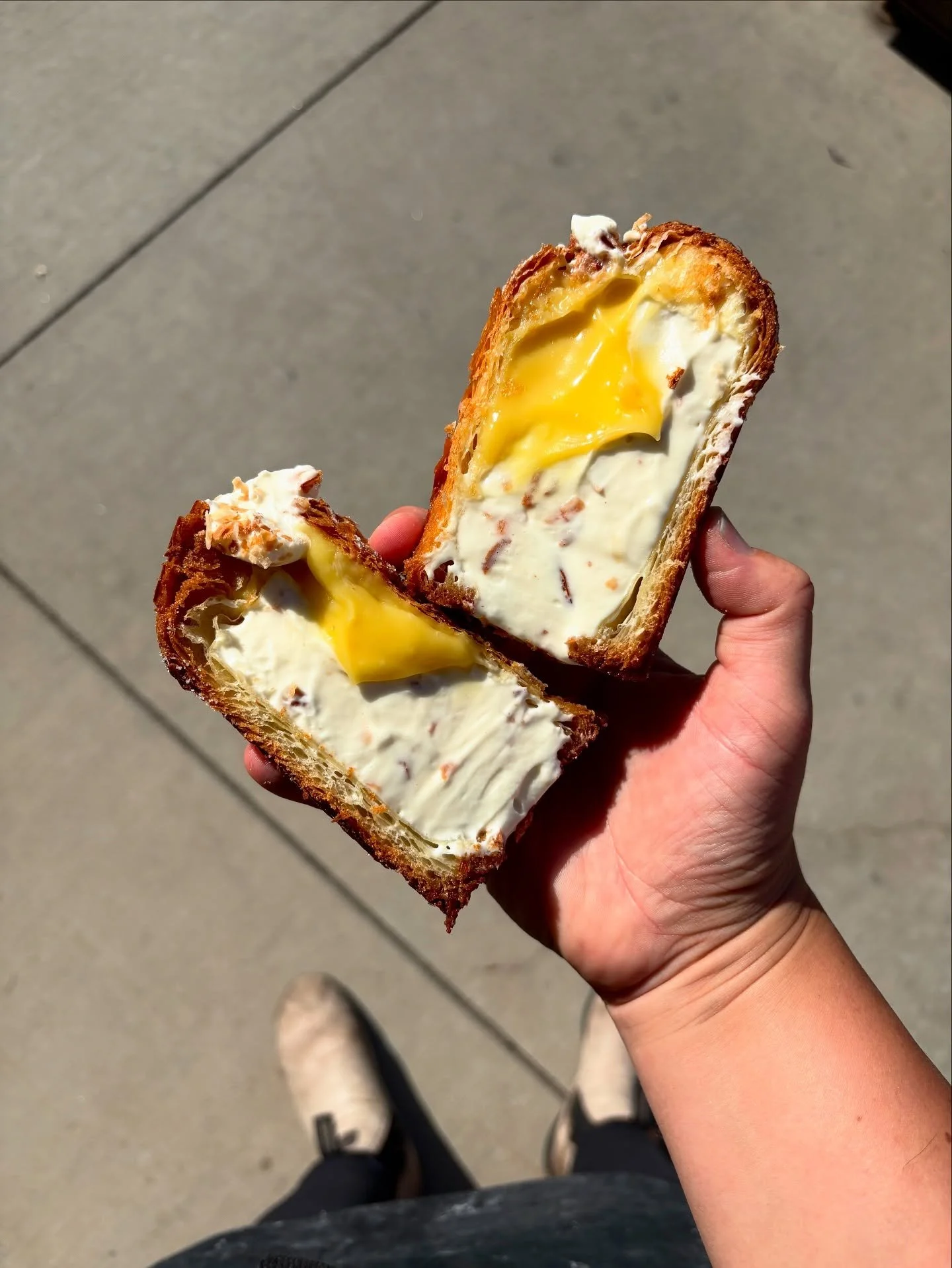 Lime curd
Coconut white chocolate whipped ganache
A little toasted coconut crunch
You know what to do &rarr;