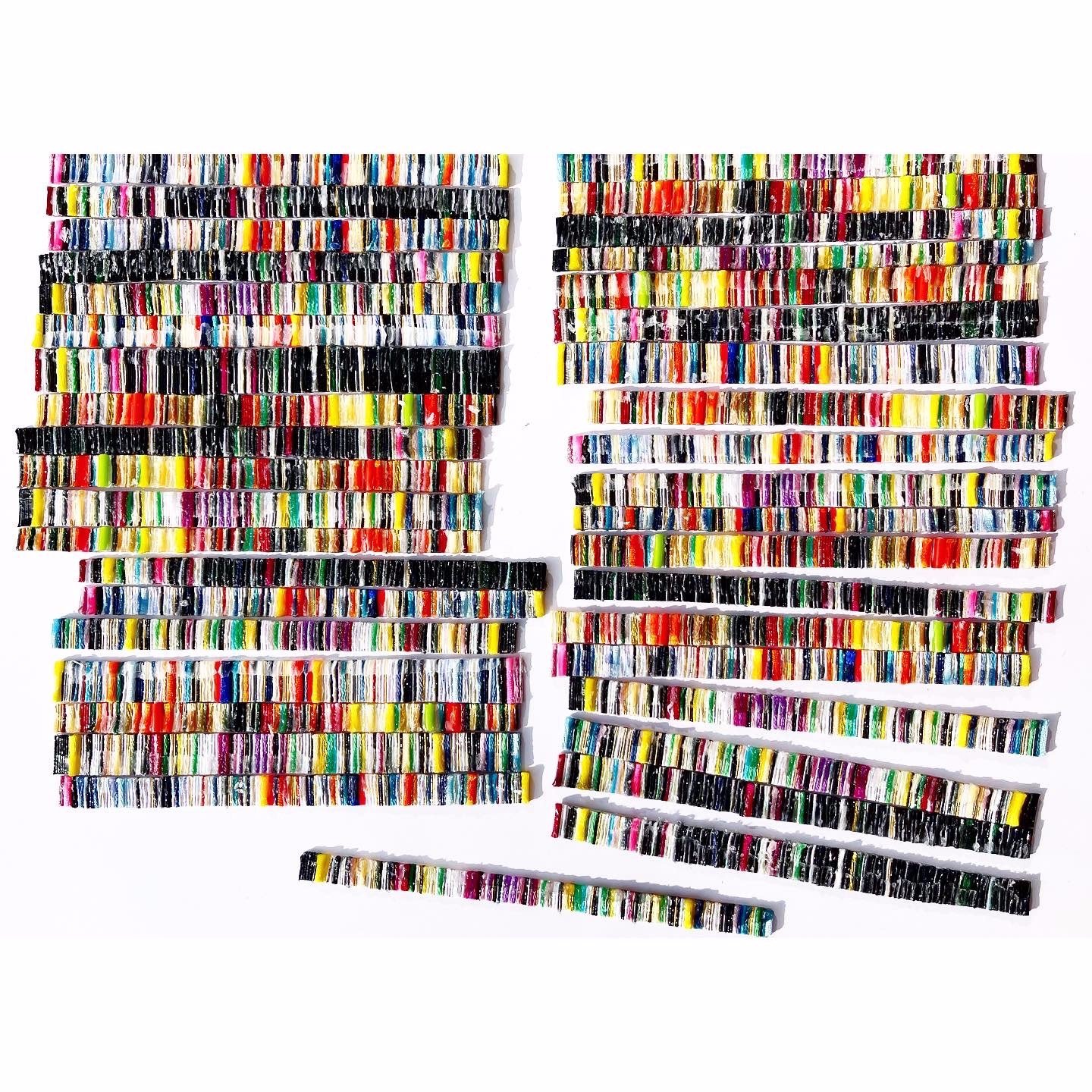 "Mosaic" is an innovative art composition that embodies the principles of sustainability and creativity. By combining textile elements, recycled materials like rubber and copper, and introducing clear wax textures, this art installation transforms s