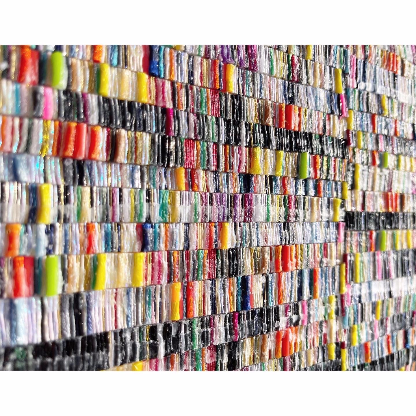"Mosaic" presents a visionary concept that merges art and sustainability, breathing new life into recycled elements and textiles through an abstract, colorful, and textured mosaic. This versatile and visually stunning art installation invites viewer