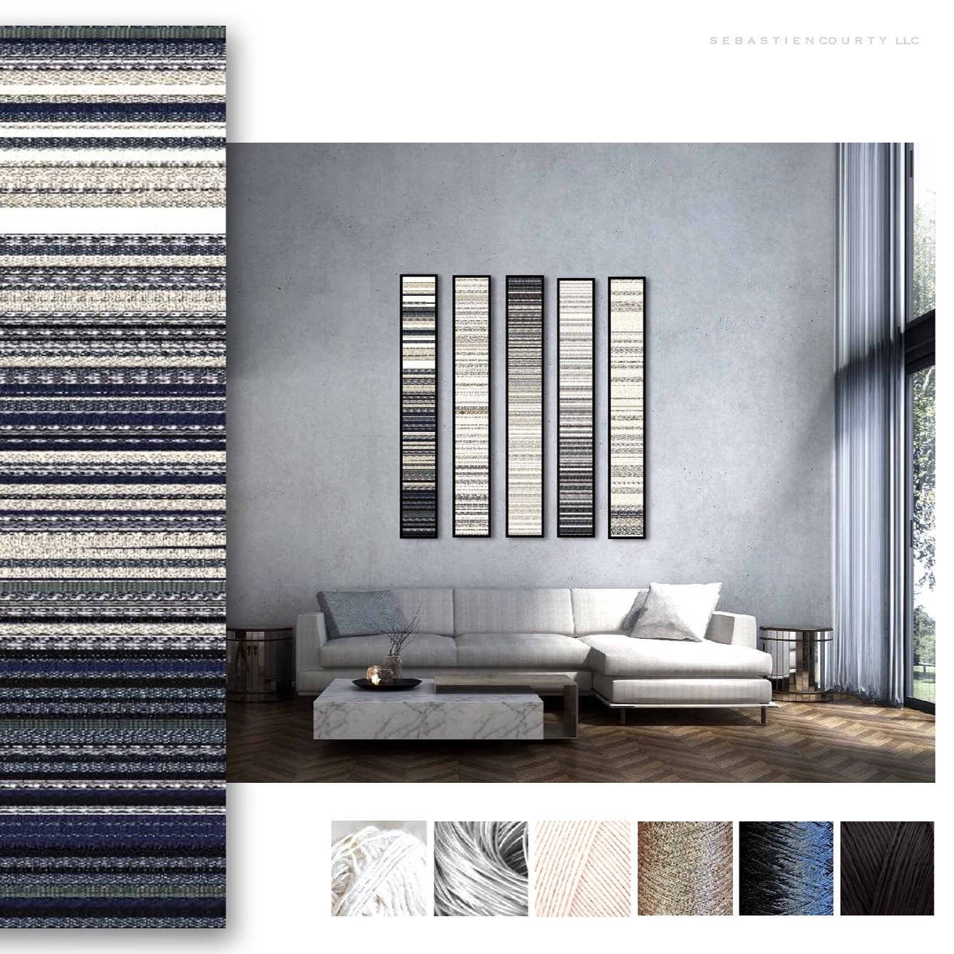 Totems &mdash; a wall&rsquo;s jewelry.
A new residential commission in progress, handwoven from recycled materials, aluminum, and painted threads. A tactile interplay of structure, light, and memory.

#interiordesignart #hospitalityart #collectiblear