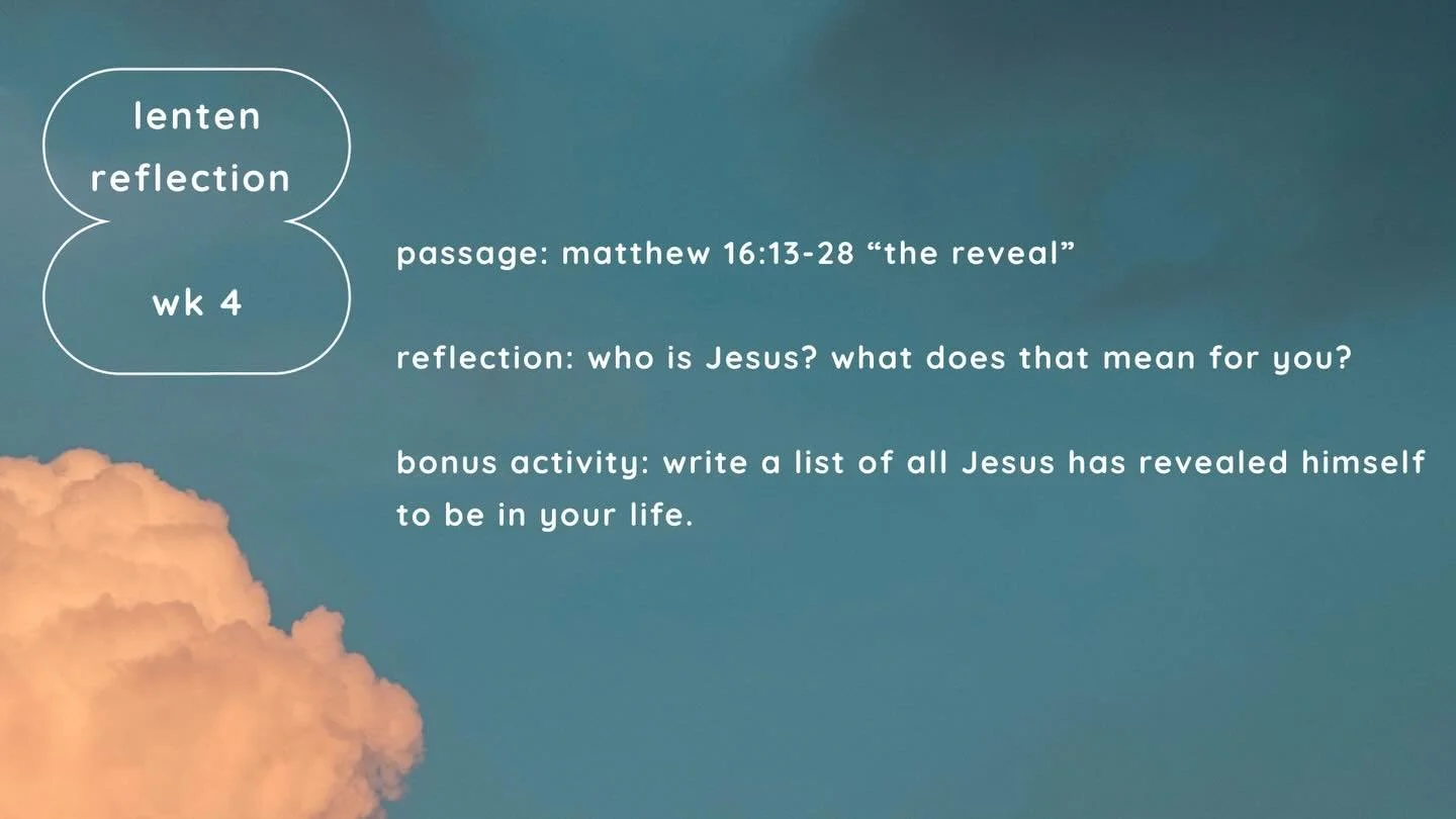 This week&rsquo;s Lenten reflection. Please feel free to send your reflections to Alex.