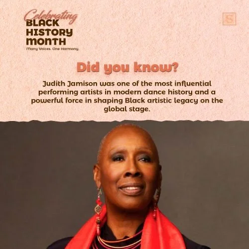 Today we honor the legacy of the late Judith Jamison, former Artistic Director of the Alvin Ailey American Dance Theater. Judith Jamison used movement to tell stories of strength, spirituality, and the Black experience. Her performances blended grace