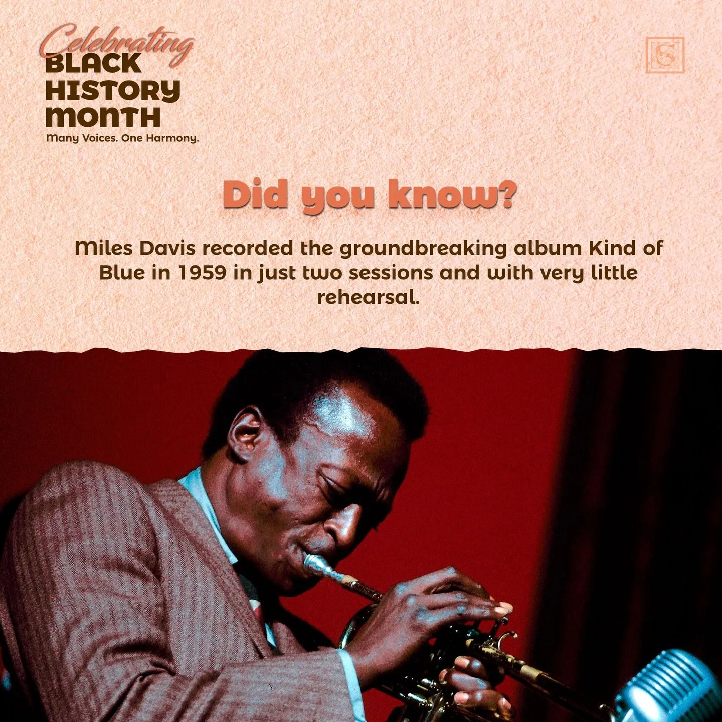 Today we honor the late Miles Davis. This legend was more than a trumpet player. He was an innovator, a risk taker, and a visionary who reshaped jazz again and again. From cool jazz to modal explorations to jazz fusion, Miles refused to remain in one
