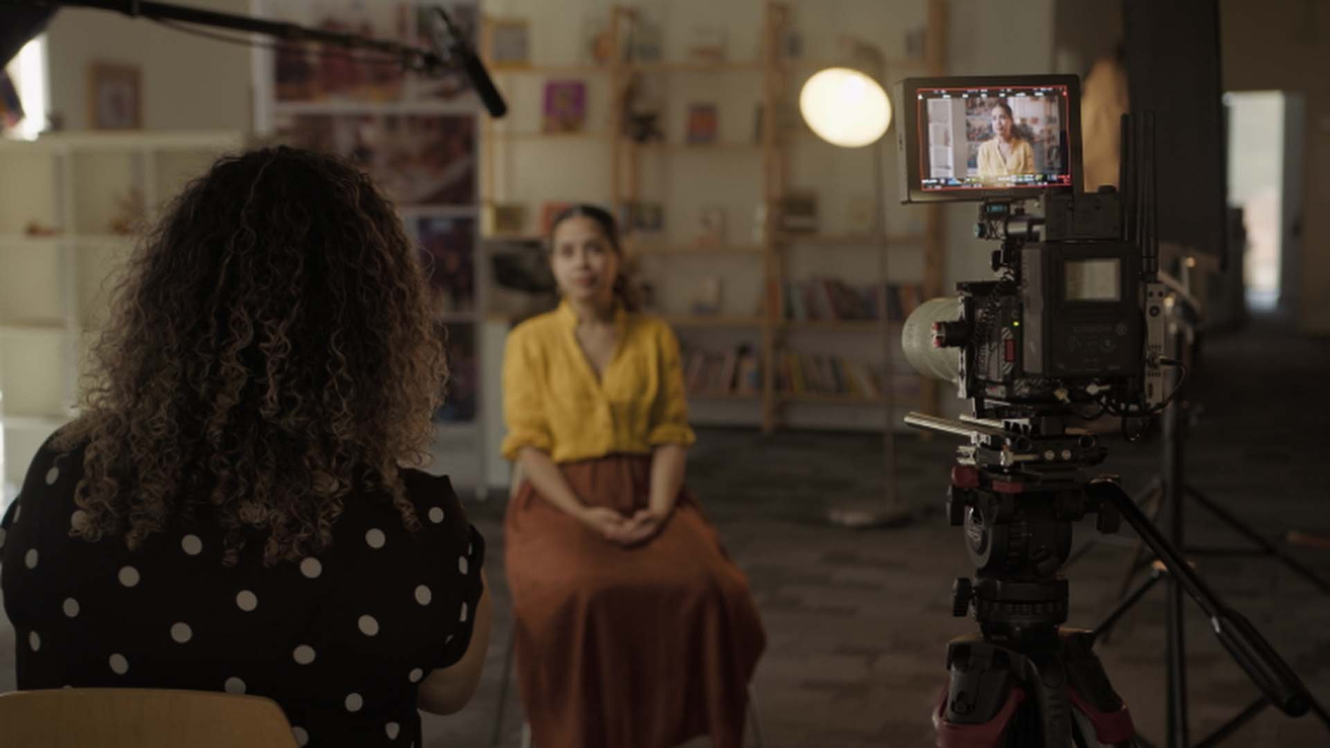 Professional video production company filming an interview