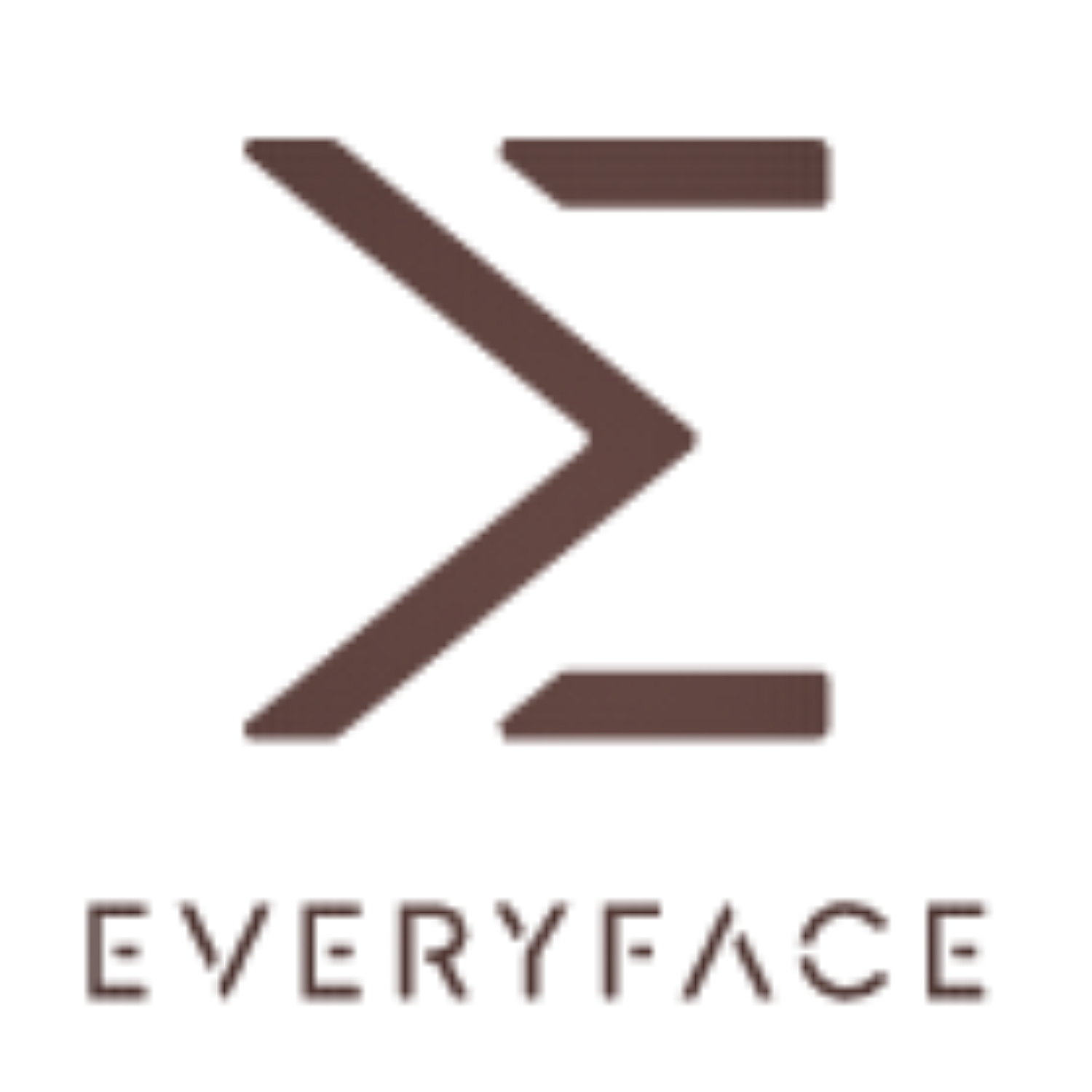 minimalist brown everyface logo graphic representing telopia skincare's core value of inclusive, gender-neutral skincare for all skin types.