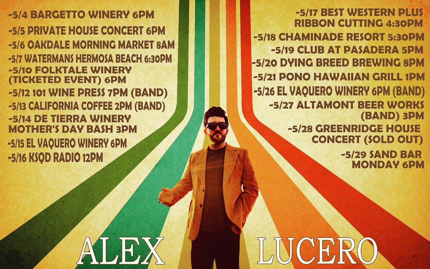 🚨UPDATED MAY SCHEDULE🚨

#alexluceromusic