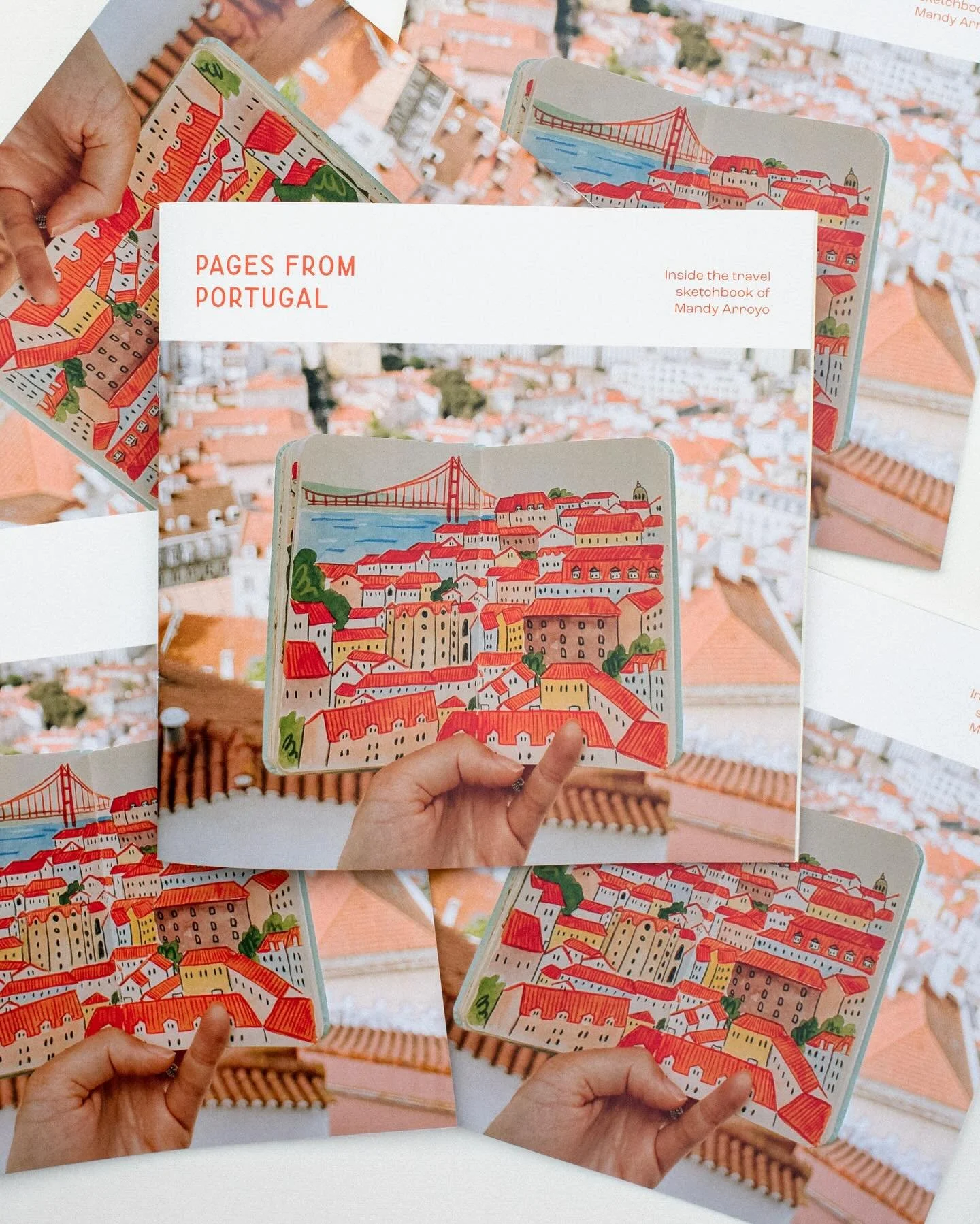 I wanted to share the travel sketchbook that was the starting point for all the artwork in my new collection with you all, so I made artist books! I printed a limited run of these and they&rsquo;ll be available to browse at the show opening this Frid