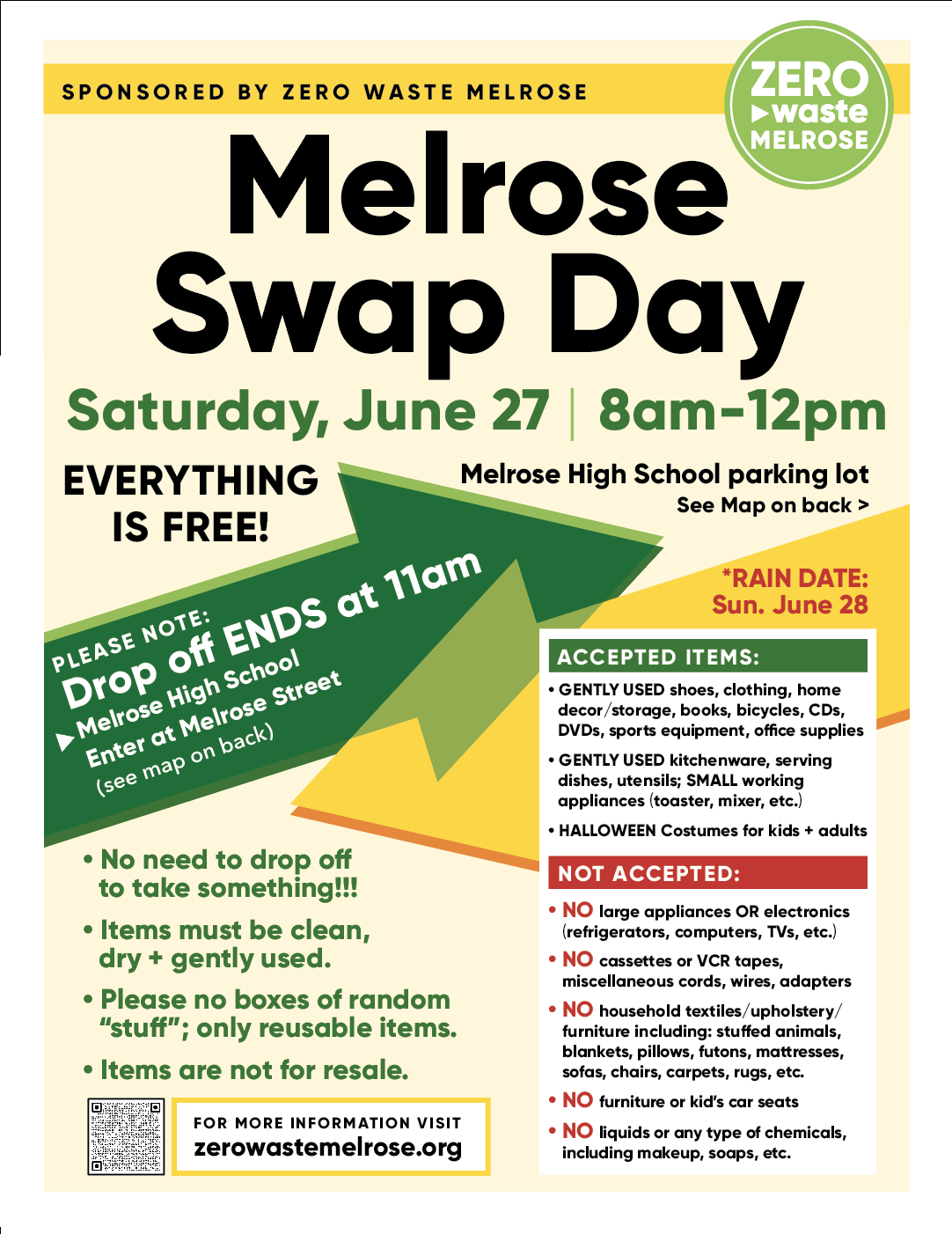June 27: Swap Day | 8am-12pm at Melrose High School