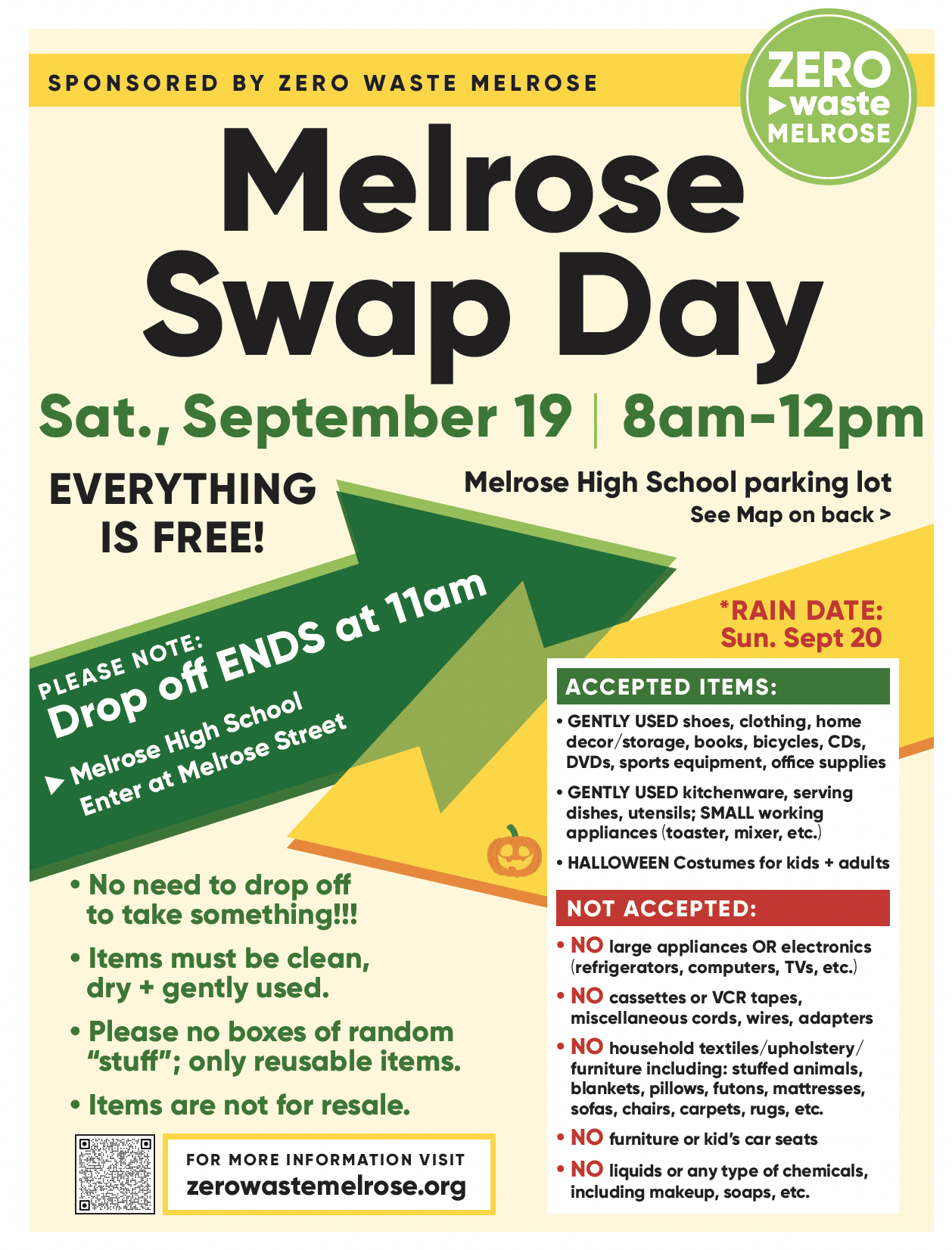Sept 19: Swap Day | 8am-12pm at Melrose High School