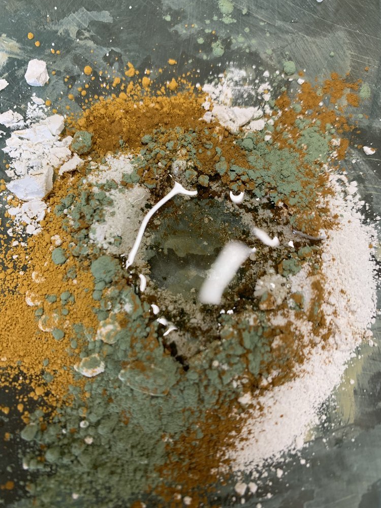Pigments being mixed