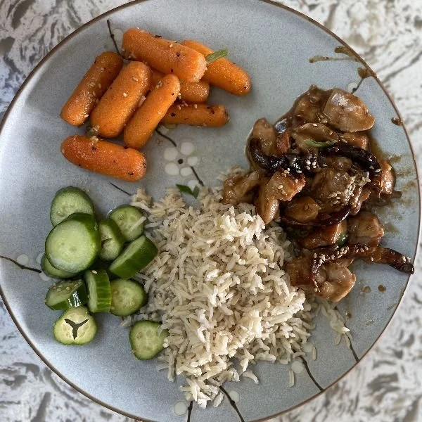 Kung Pao Chicken and Honey Roasted Carrots