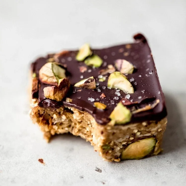 Chocolate Pistachio Quinoa Crunch Bars