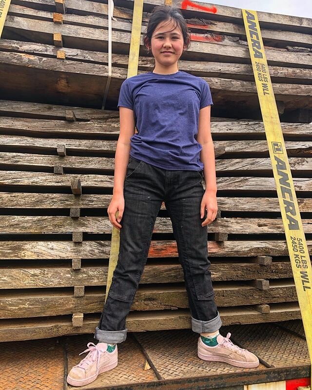 Got a hand from the boss today! Certainly strange and trying times with the Coronavirus. Very appreciative of spending more time with the family! We picked up the first of many truck loads of kiln dried slabs today. Flowering pear, black walnut, red 