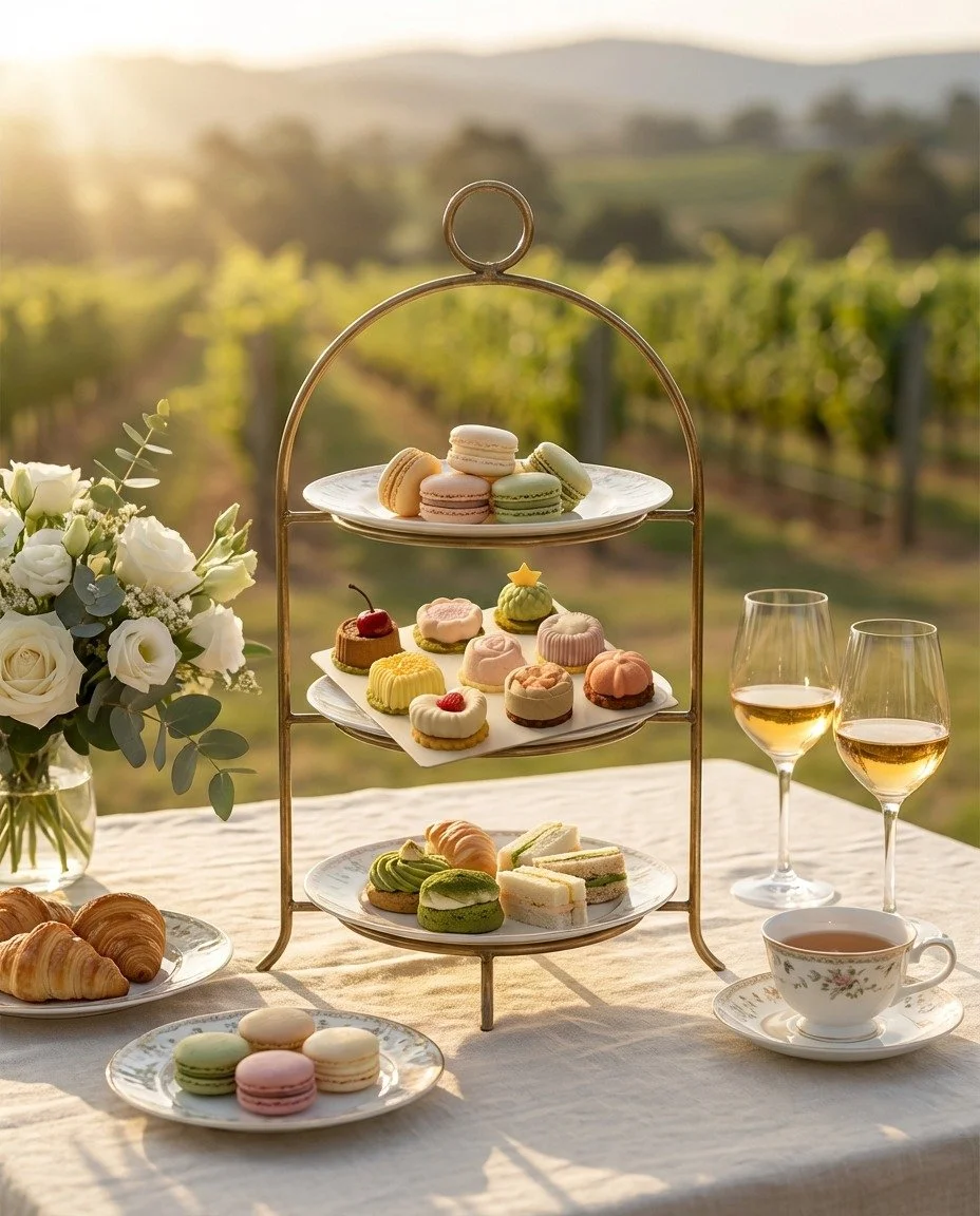 Where vineyard views meet delicate French p&acirc;tisserie.

At Linger Longer, we craft refined afternoon tea selections designed to elevate the wine tasting experience &mdash; buttery croissants, handcrafted petits desserts, and matcha-infused creat