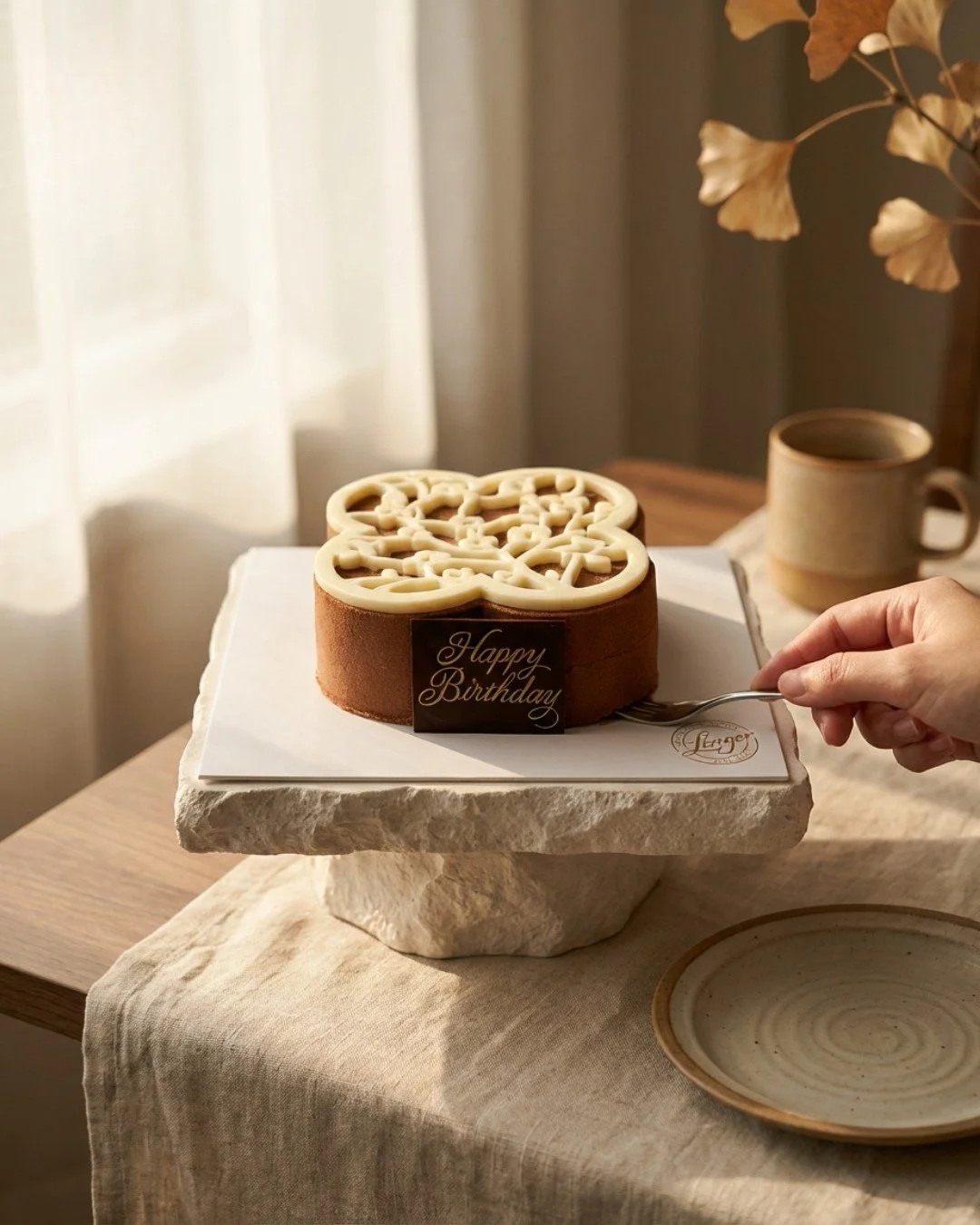 A whisper of summer in every layer. 🌸
Black tea almond sponge meets silky white chocolate cream, bright strawberry jelly, and fragrant hojicha cream.
Warm, creamy, and gently tangy &mdash; like discovering a four-leaf clover in dessert form. 🍀

#li