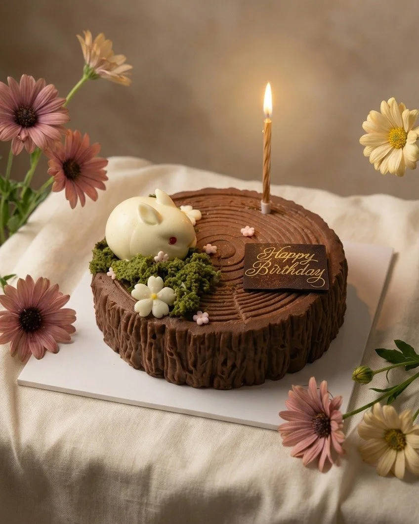 Whispering Forest Bunny 🐇🌿

A quiet moment in a hidden forest.
Layers of silky dark chocolate mousse embrace a delicate strawberry jelly at the heart &mdash; rich, smooth, and gently tart.

On top, a little white bunny rests among soft matcha moss 