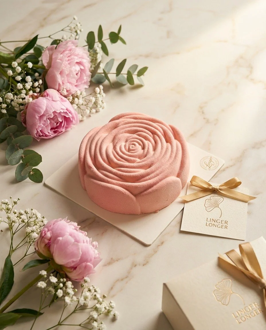 A bloom that lingers, just like her love.
Strawberry mousse with a raspberry and strawberry jelly centre, set on vanilla sponge &mdash; finished in petals of soft, hand-sprayed velvet.
Six inches. Gluten free. Nut free.

Order via https://linger.melb