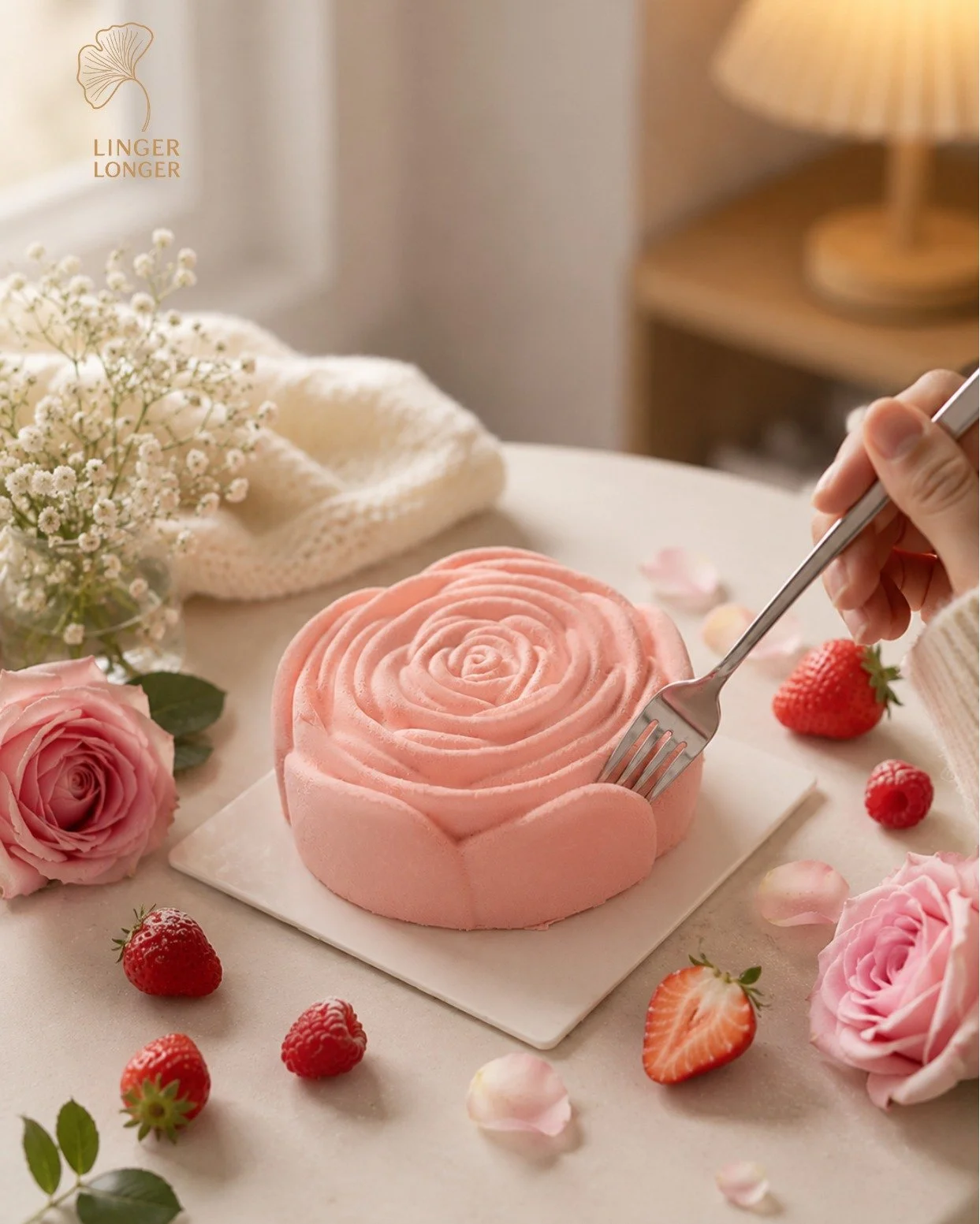 A rose, without occasion.
 
 Maison Rose &mdash; strawberry, raspberry, rose, vanilla.
 Six inches of quiet indulgence.
 Gluten-free, nut-free, endlessly elegant.
 
 For the friend who deserves something soft today.
 Or, simply, for yourself.
 
 Pre-