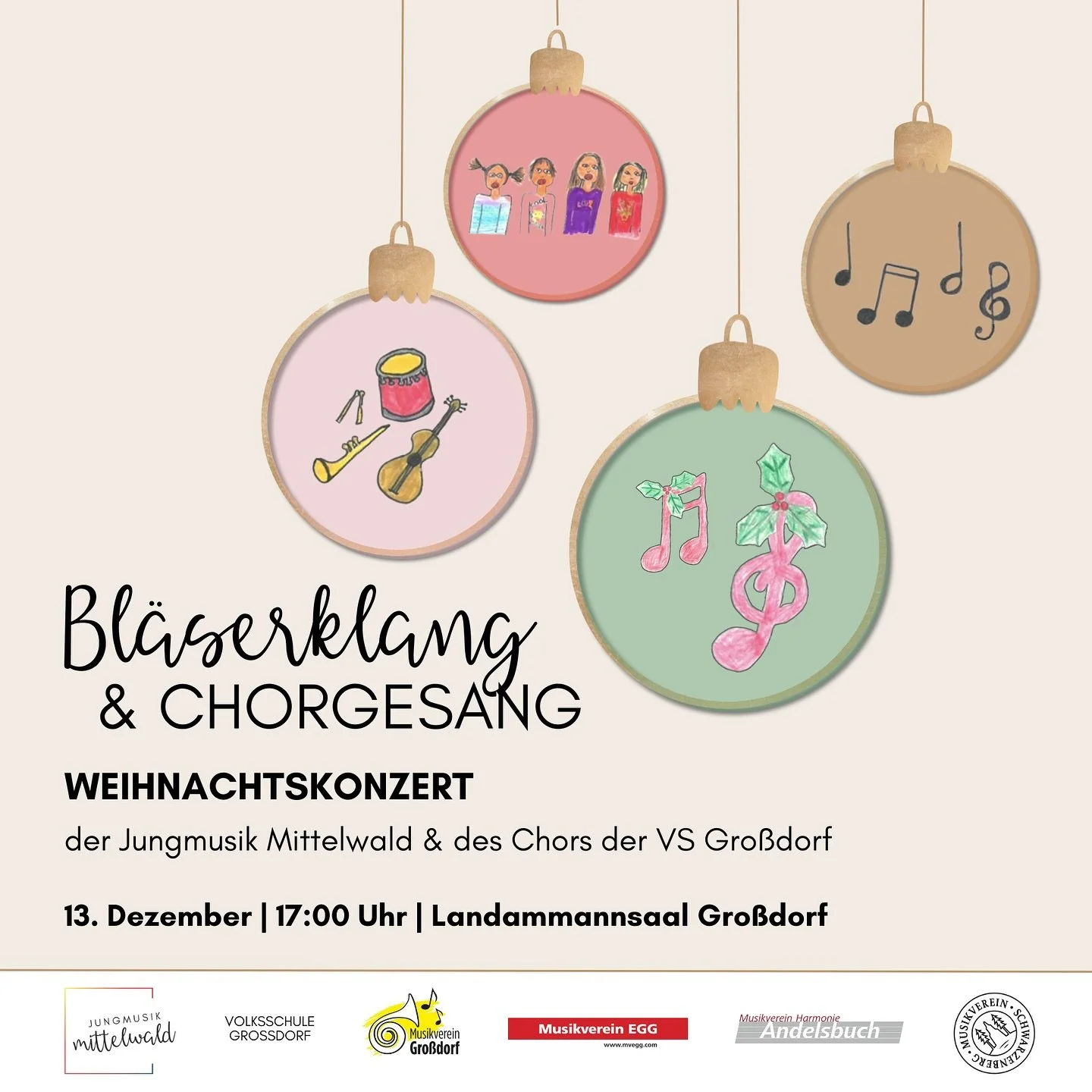 BL&Auml;SERKLANG &amp; CHORGESANG🎵

Unsere j&uuml;ngsten Musikantinnen und Musikanten laden herzlich zu ihrem ersten gro&szlig;en Konzert als Jungmusik Mittelwald ein!🎄

Gemeinsam mit dem Chor der Volksschule Gro&szlig;dorf wurde flei&szlig;ig gepr