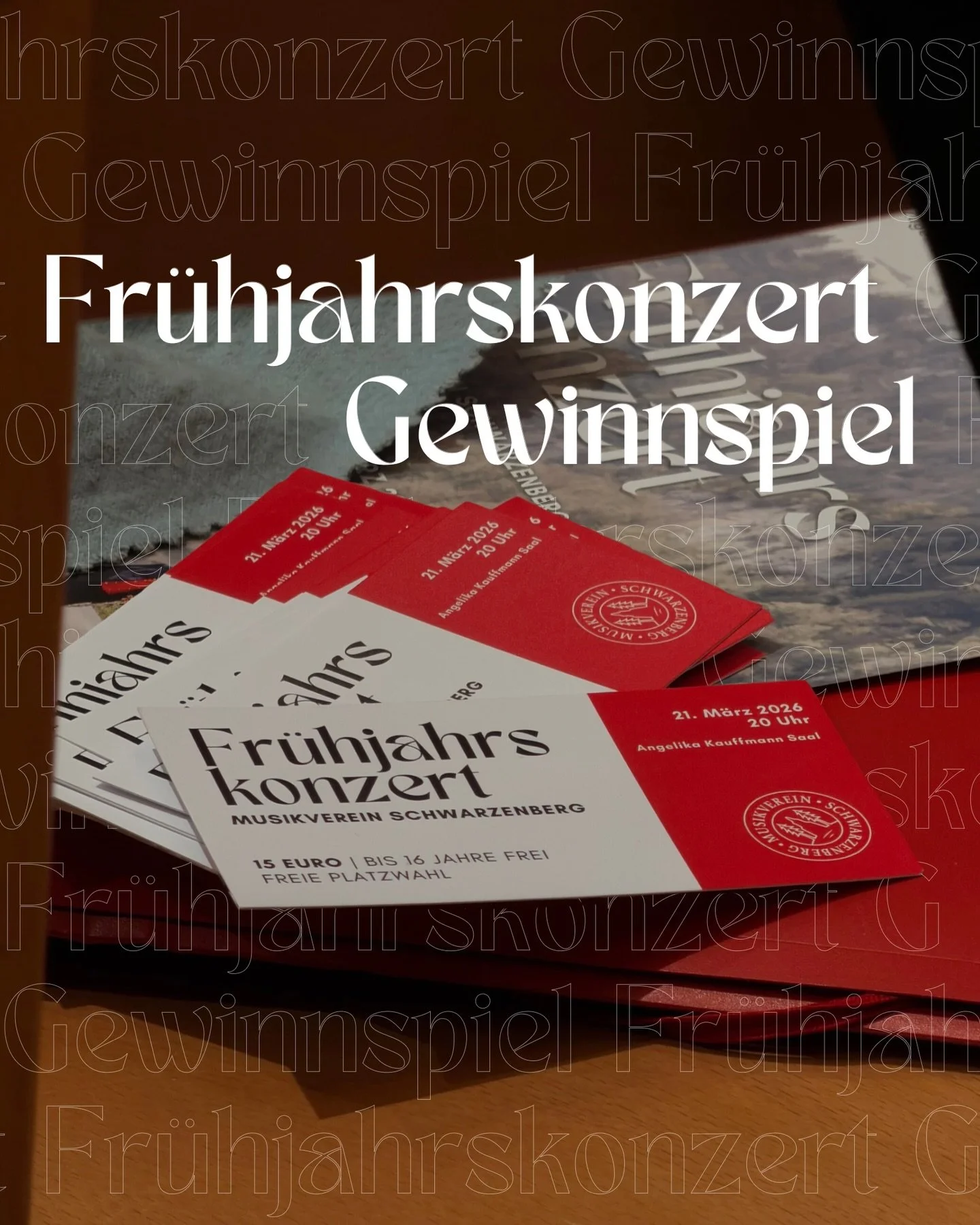 GEWINNSPIEL FR&Uuml;HJAHRSKONZERT 2026

F&uuml;r unser Fr&uuml;hjahrskonzert am 21. M&auml;rz haben wir wieder ein Gewinnspiel vorbereitet:
🎫 3x zwei Karten f&uuml;r unser Fr&uuml;hjahrskonzert
🍸 1x eine Runde in der Musigbar*

Teilnahmebedingungen