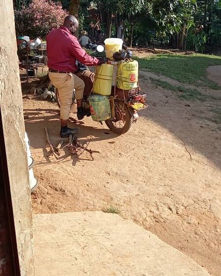 How our soap ingredients arrive! Just yesterday via boda boda (motorcycle taxi here in Uganda). This time, over 150kg of base oils, essential oils and sodium hydroxide. It's a heavy load to balance through traffic in and out of Kampala to us in Wakis