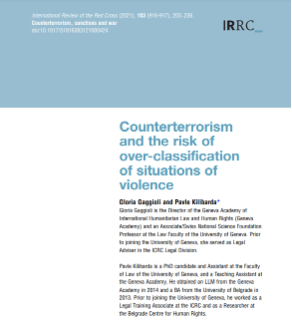 Publication: ‘Counterterrorism and the risk of over-classification of situations of violence’ in International Review of the Red Cross
