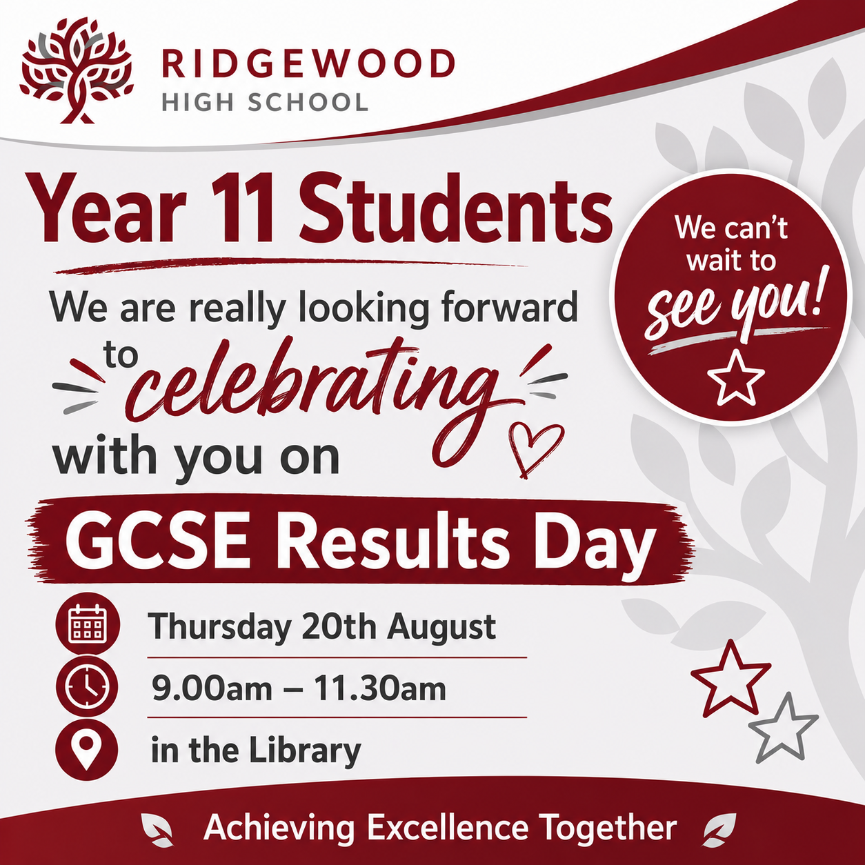 GCSE Results Day - Thursday 20th August
