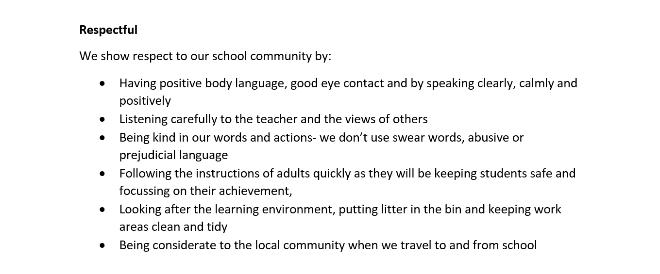 Values and Ethos — Ridgewood High School