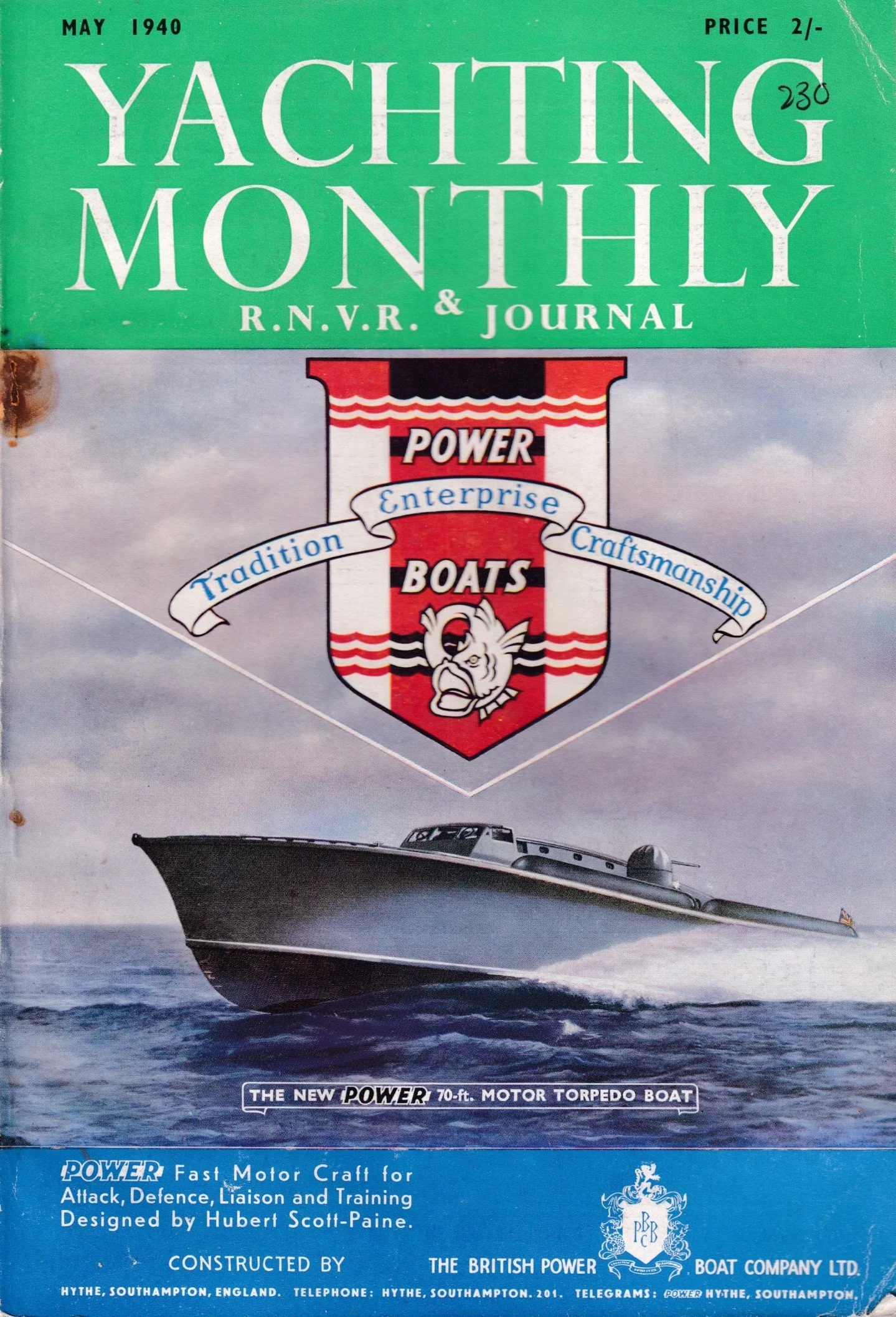 May 1940 cover of Yachting Monthly & RNVR Journal