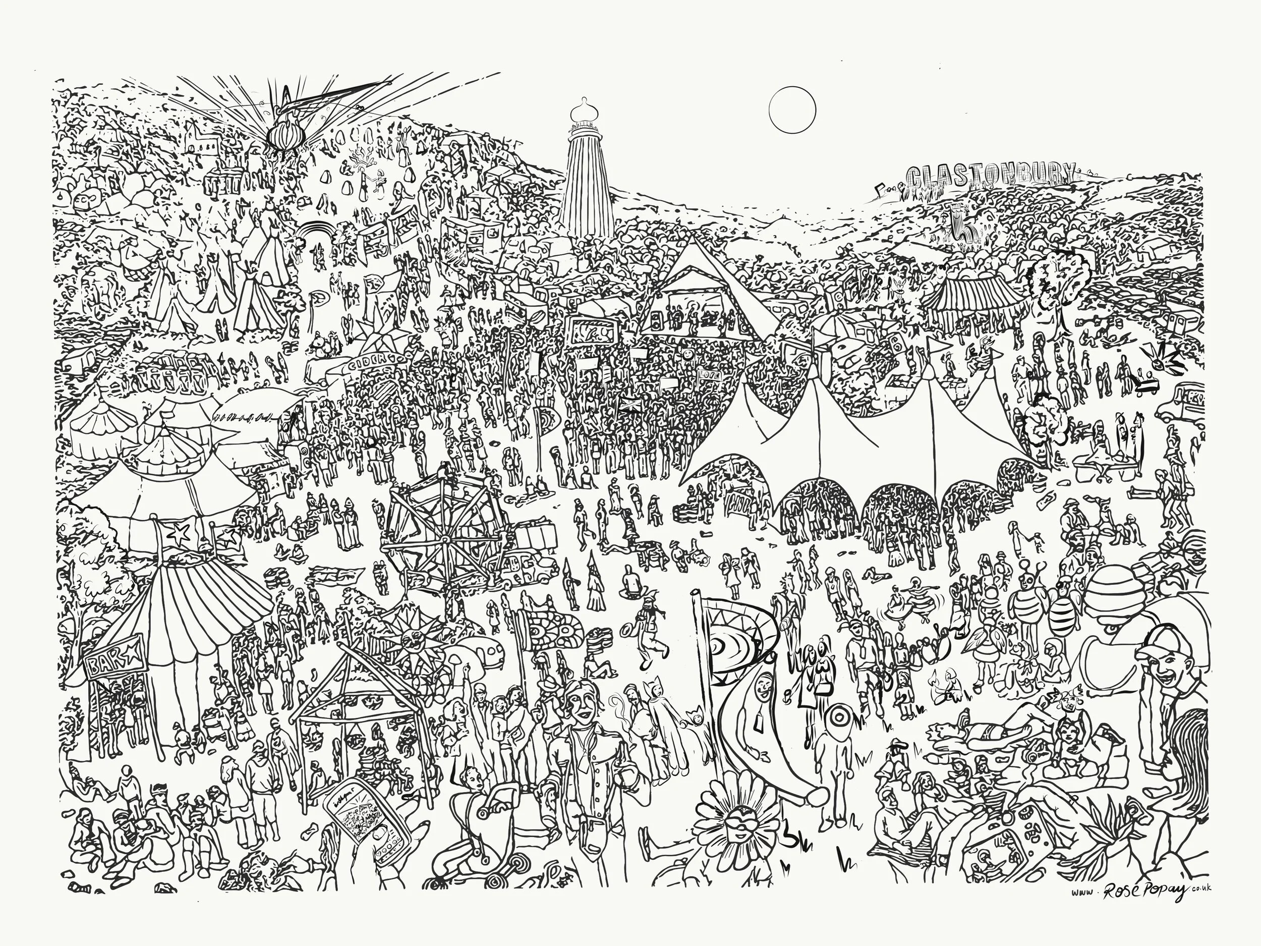Glasto print for you to colour in