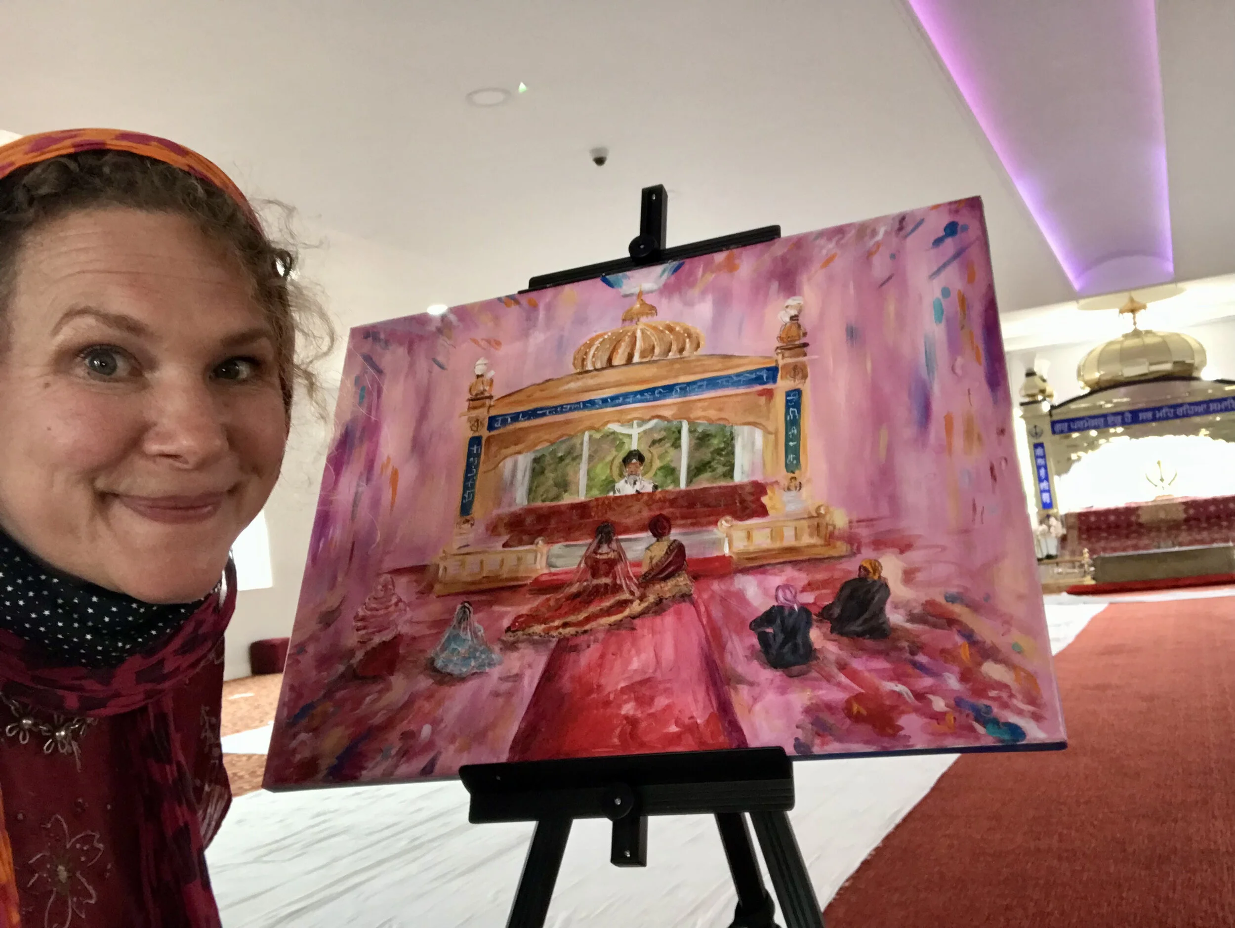 Live wedding Painter at a Sikh wedding Gurdwara –