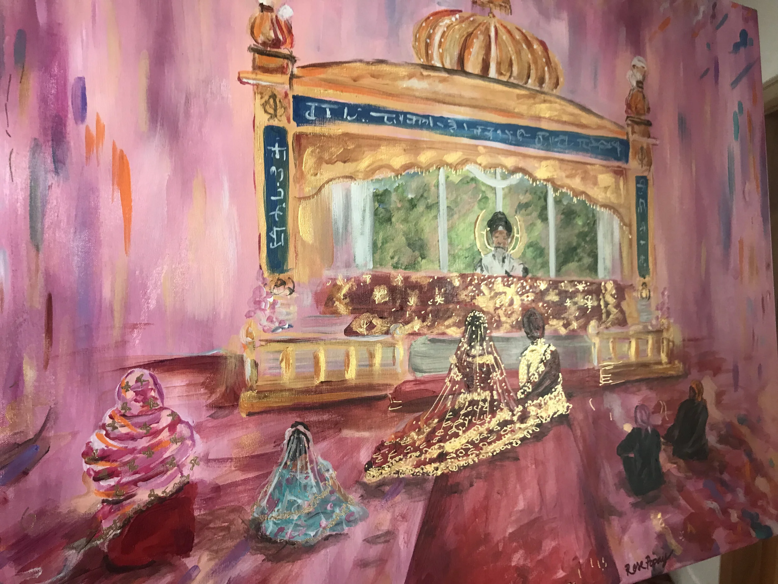 Live wedding Painter at a Sikh wedding Gurdwara