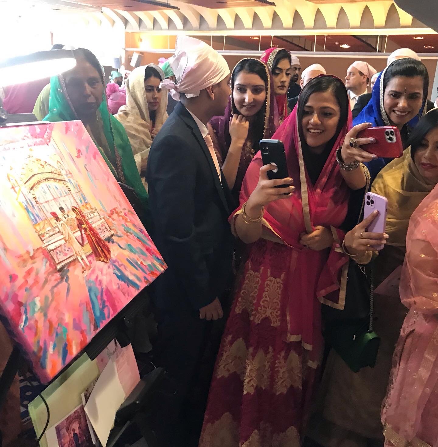 live event painting at a Sikh wedding -painted in realtime in a Gudwara,  Southhall 