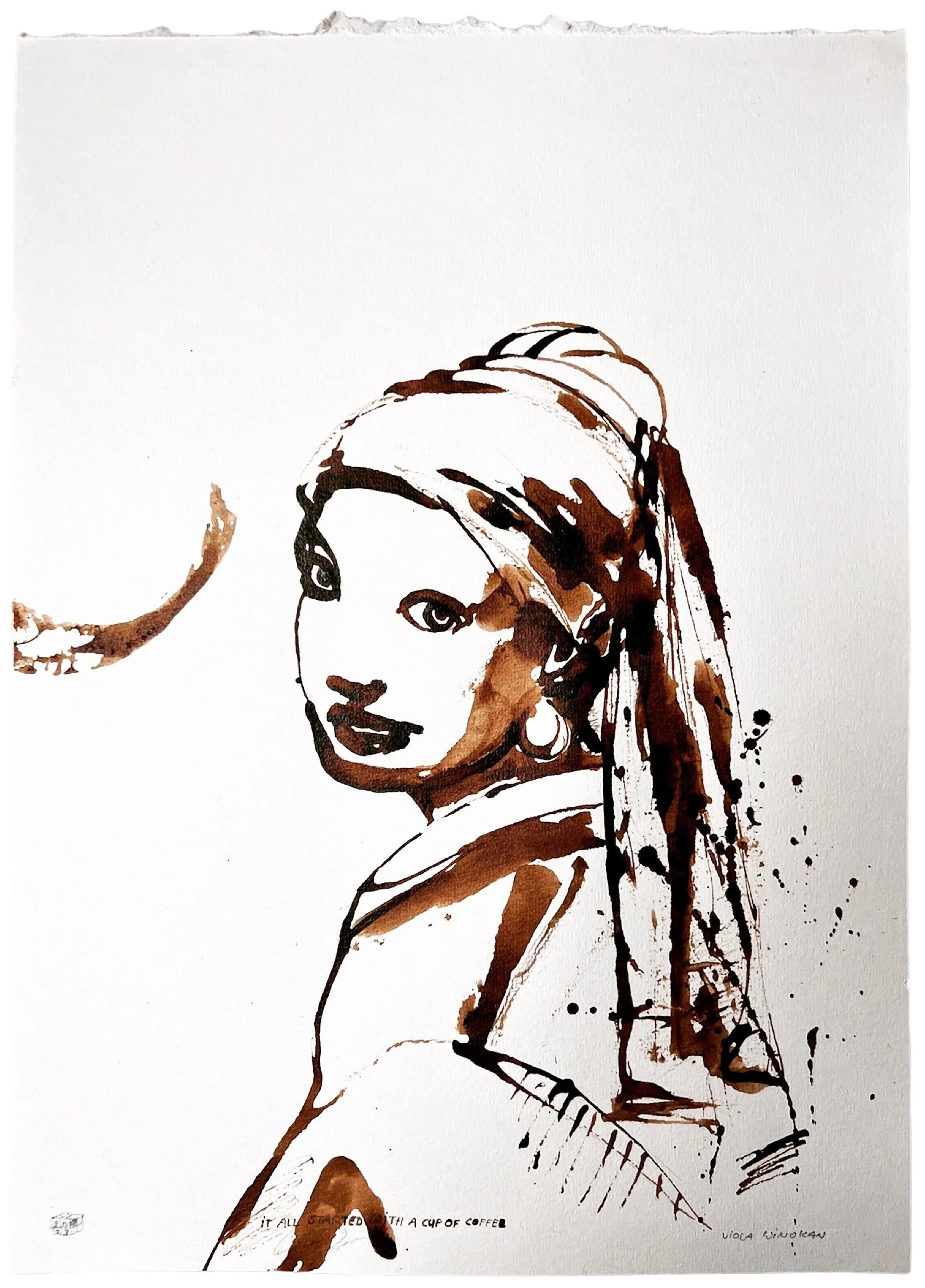 Homage A Vermeer - My Coffee Girl with a Pearl