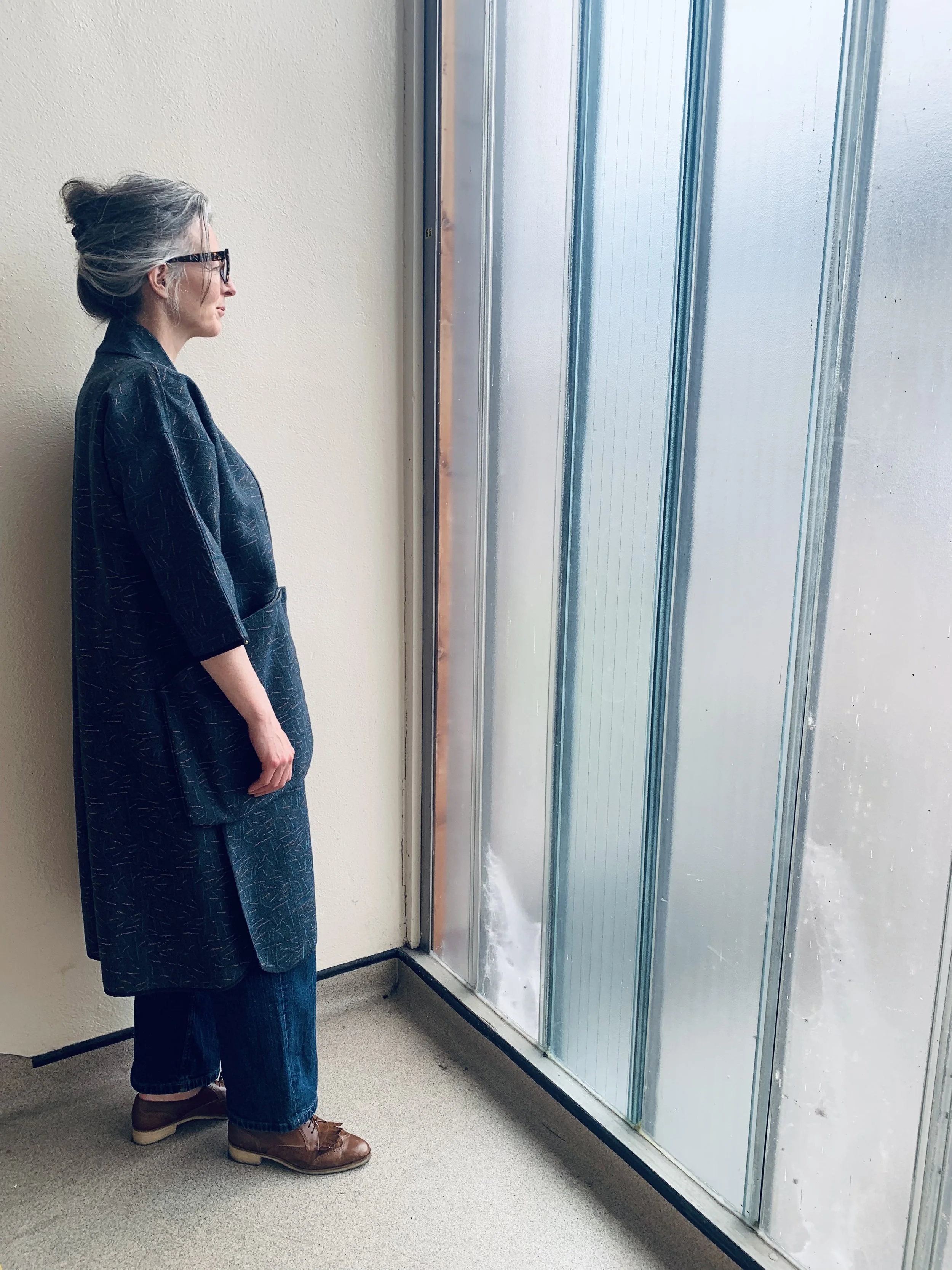 ANA Kimono Inspired Signature Coat in Textured Cotton