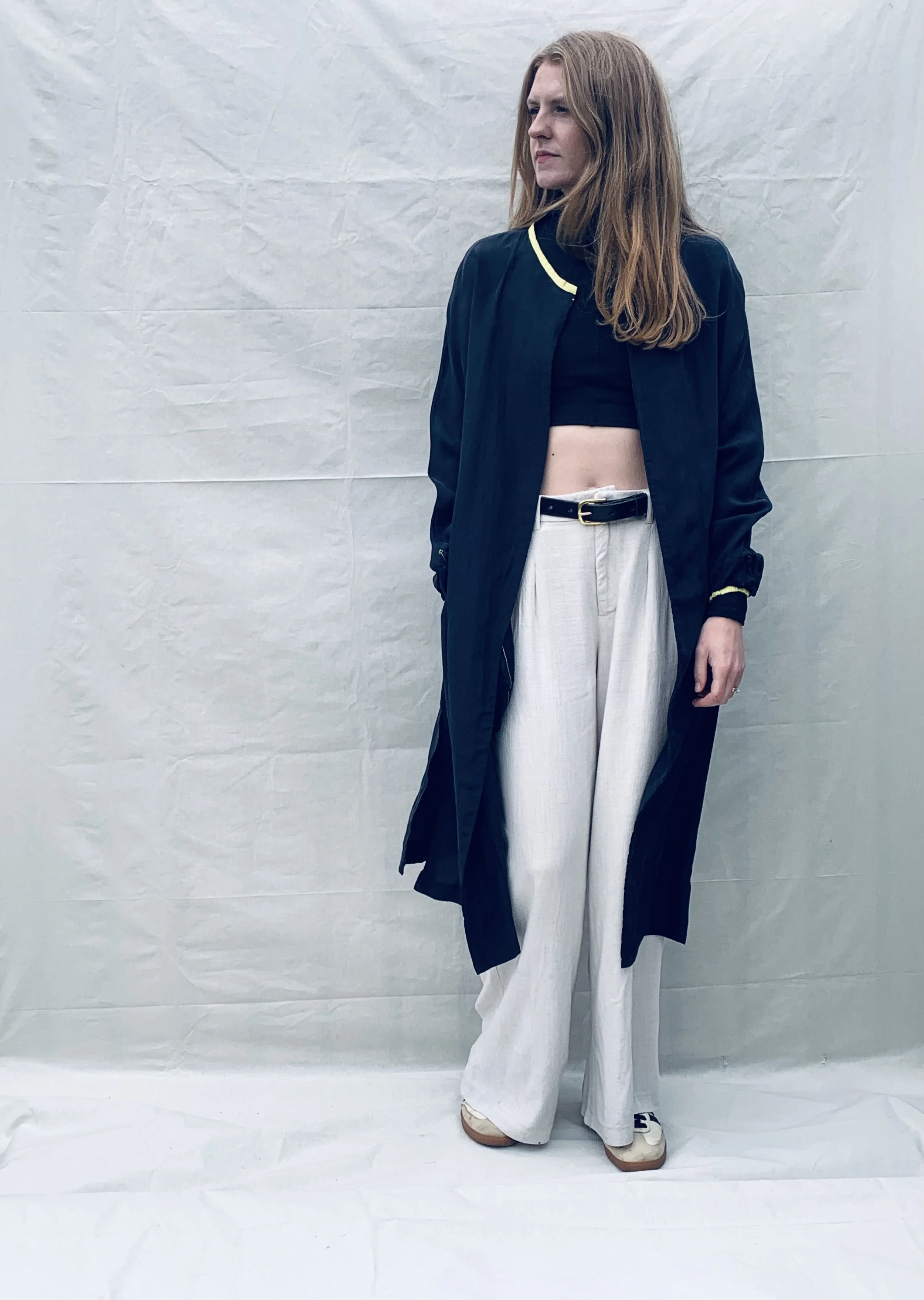 Tife Navy Full Coat in Italian Silk