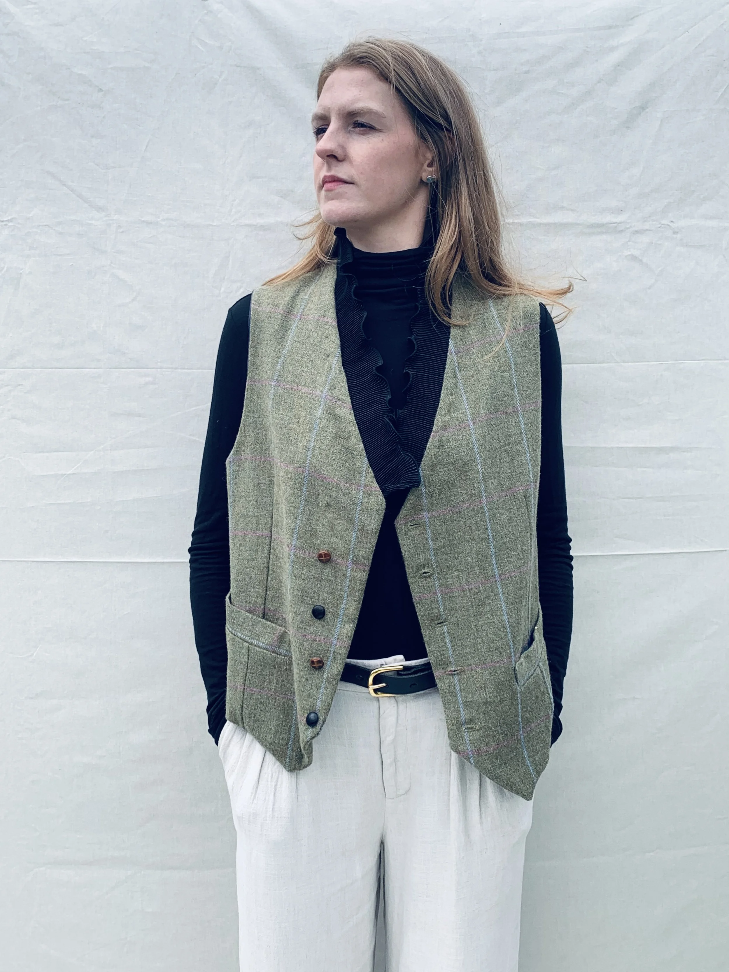 Corta Green Wool Waistcoat