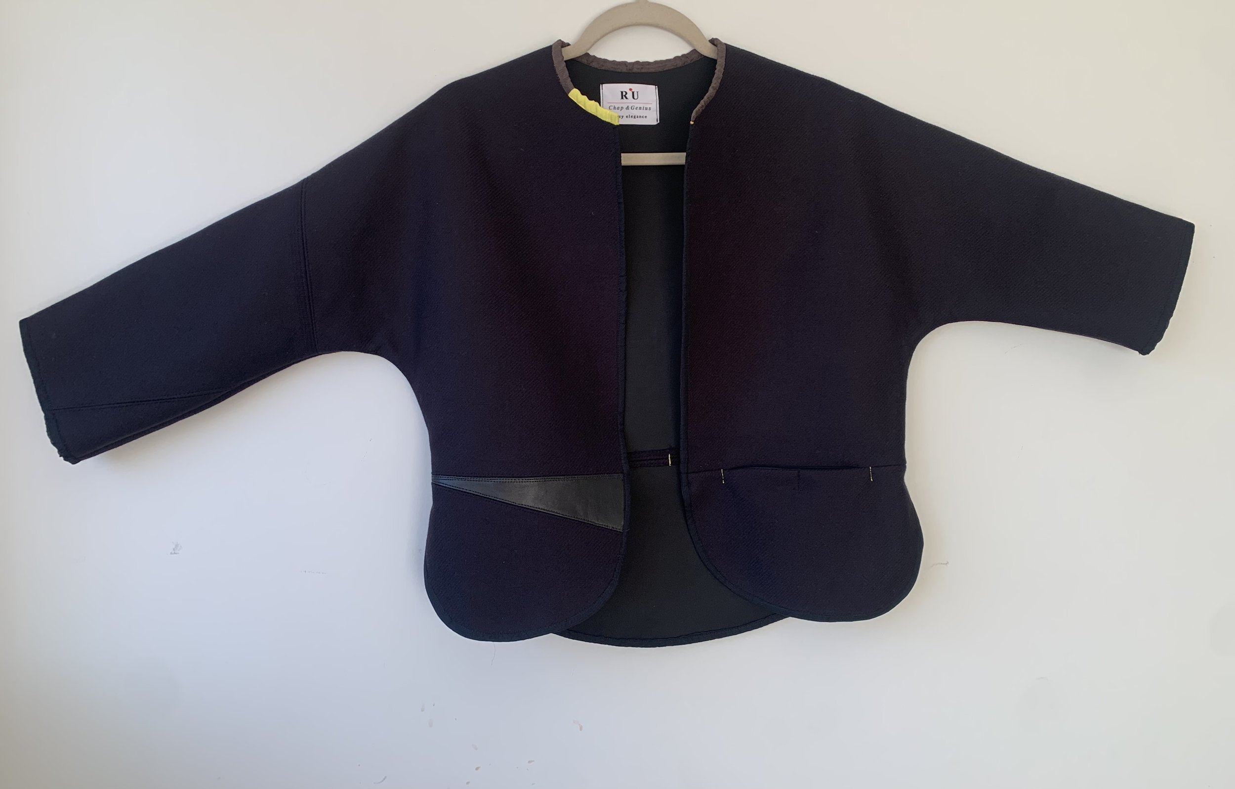 navy blue short kimono coat .jpeg