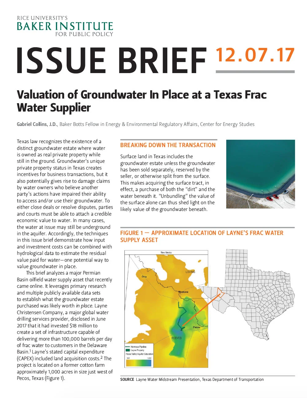 Valuation of Groundwater In Place at a Texas Frac Water Supplier