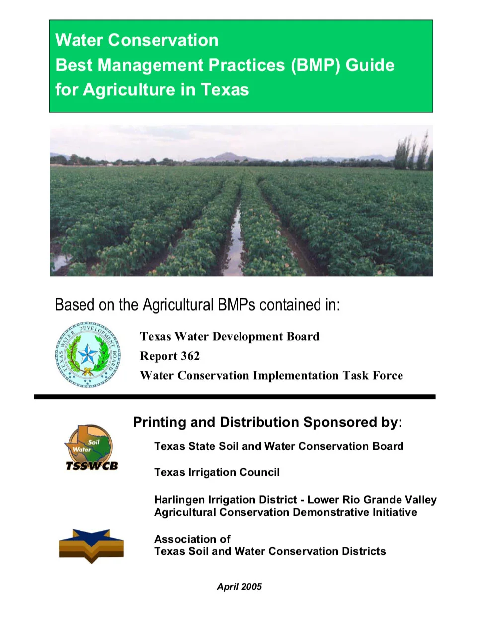 Water Conservation Best Management Practices Guide for Agriculture in Texas