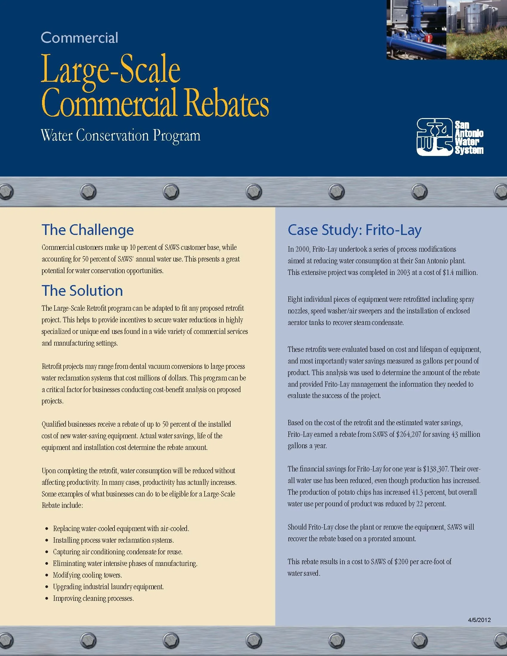 Large-Scale Commercial Rebates - Water Conservation Program