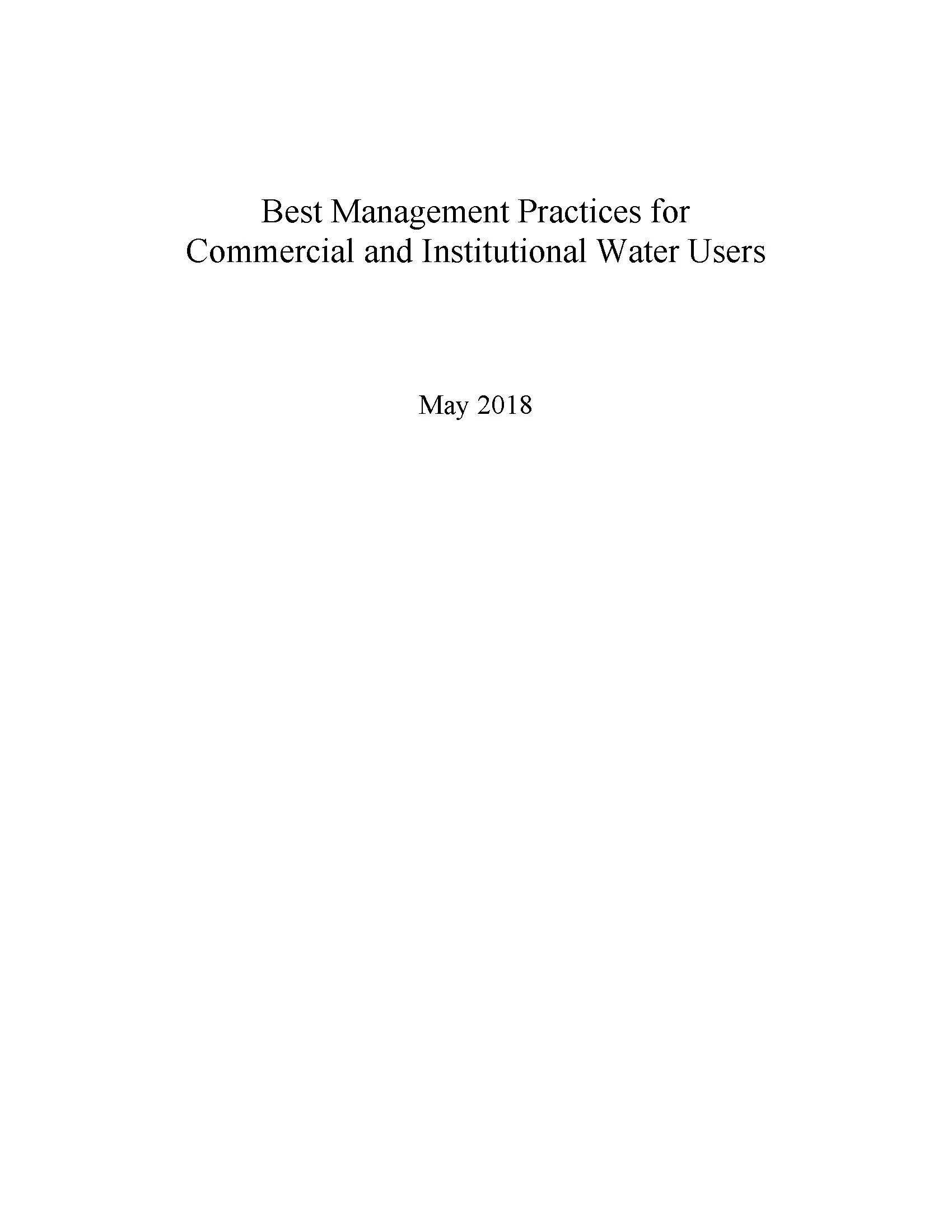Best Management Practices for Commercial and Industrial Water Users