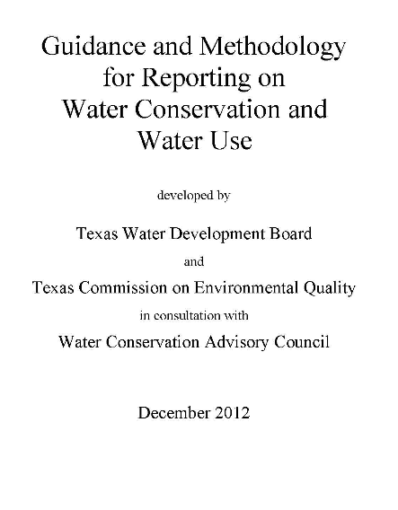 Guidance and Methodology for Reporting on Water Conservation and Water Use
