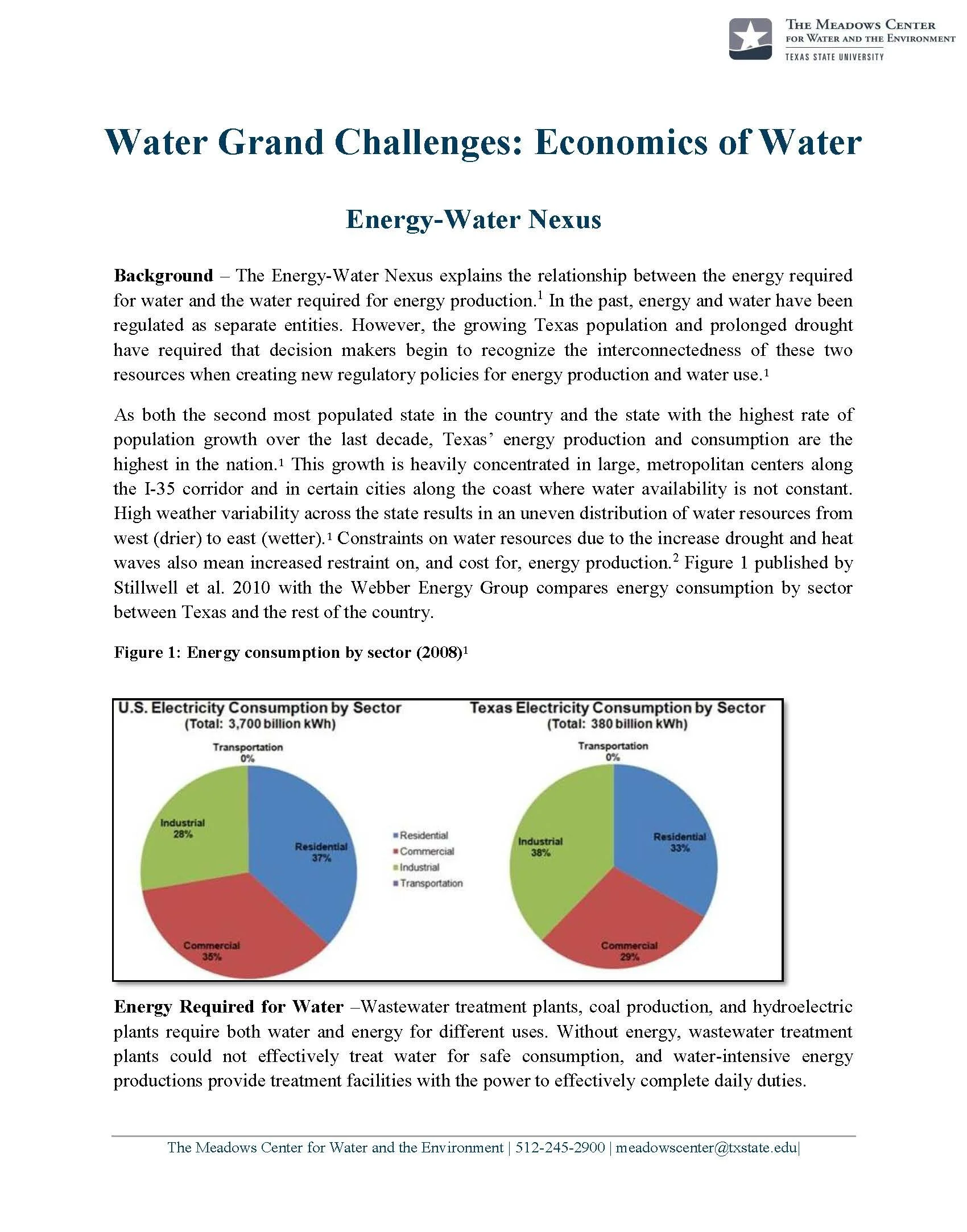 Water Grand Challenges: Economics of Water