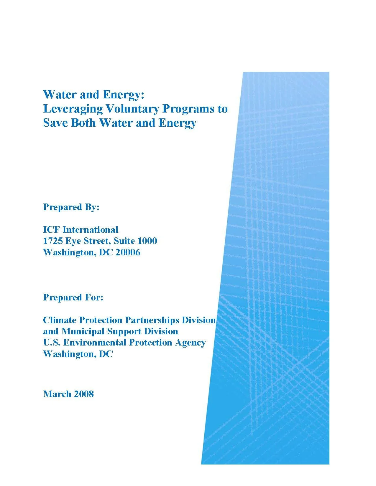 Water and Energy: Leveraging Voluntary Programs to Save Both Water and Energy