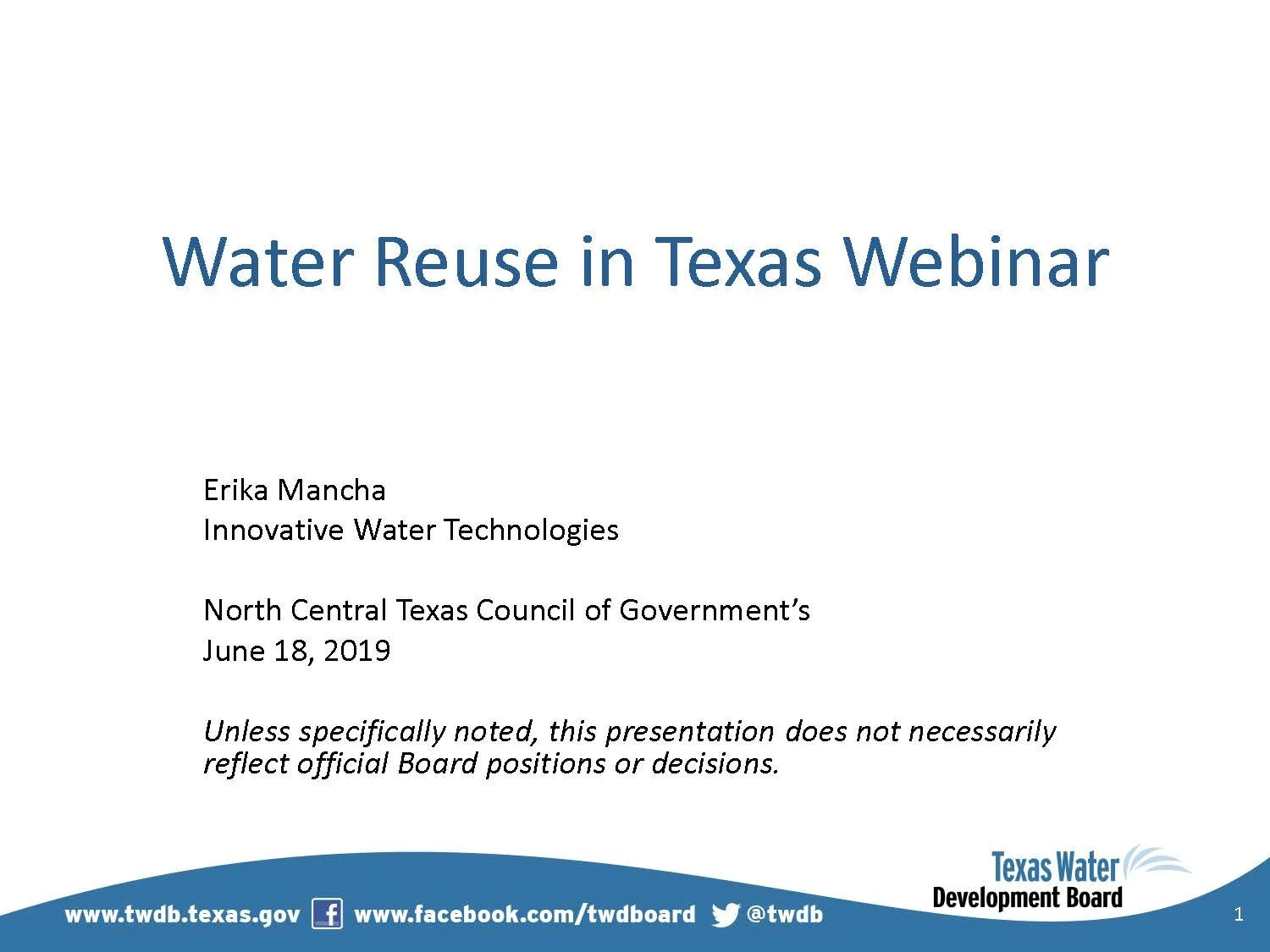 Water Reuse in Texas inar — Texas Water Foundation