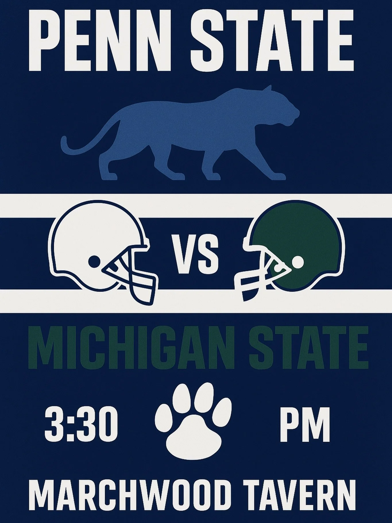 PSU vs MICHIGAN STATE @ 3:30🏈 $4 State Light pounders ALL DAY🍻Catch the game &amp; all college kickoff at your favorite local sports bar #PSU #collegegameday #ncaa #sportsbar #localspot #weare #gettothetavern