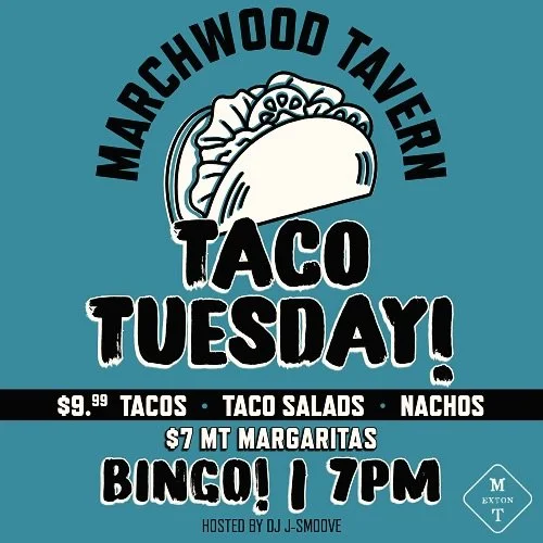 Taco Tuesday🌮🌮$9.99 Tacos, Nachos, Taco Salads &amp; $7 Margaritas ALL DAY &mdash; BINGO TONIGHT @ 7:30 w/ @dj_jsmoove00 #tacotuesday #bingonight #happyhour #playlocalbingo #supportlocalfundraisers #extonpa #chesco #margaritas #gettothetavern