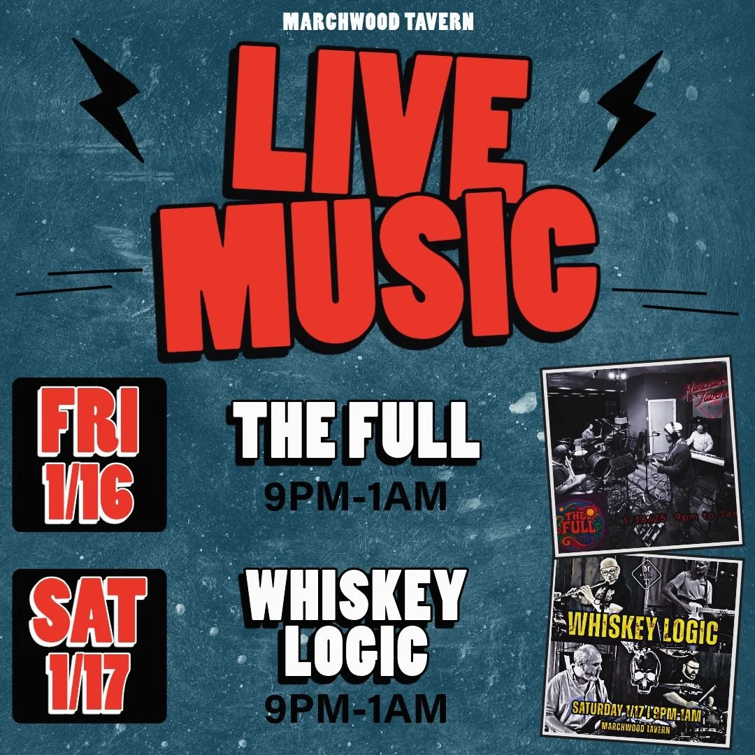Check out this weekends Live Music Lineup at The Tavern🤘
👉 FRI 1/16 - The Full 9pm-1am
👉 SAT 1/17 - Whiskey Logic 9pm-1am

#livemusicvenue #livemusicweekend #localbands #rockonmarchwood #cheerstotheweekend #supportlivemusic #gettothetavern